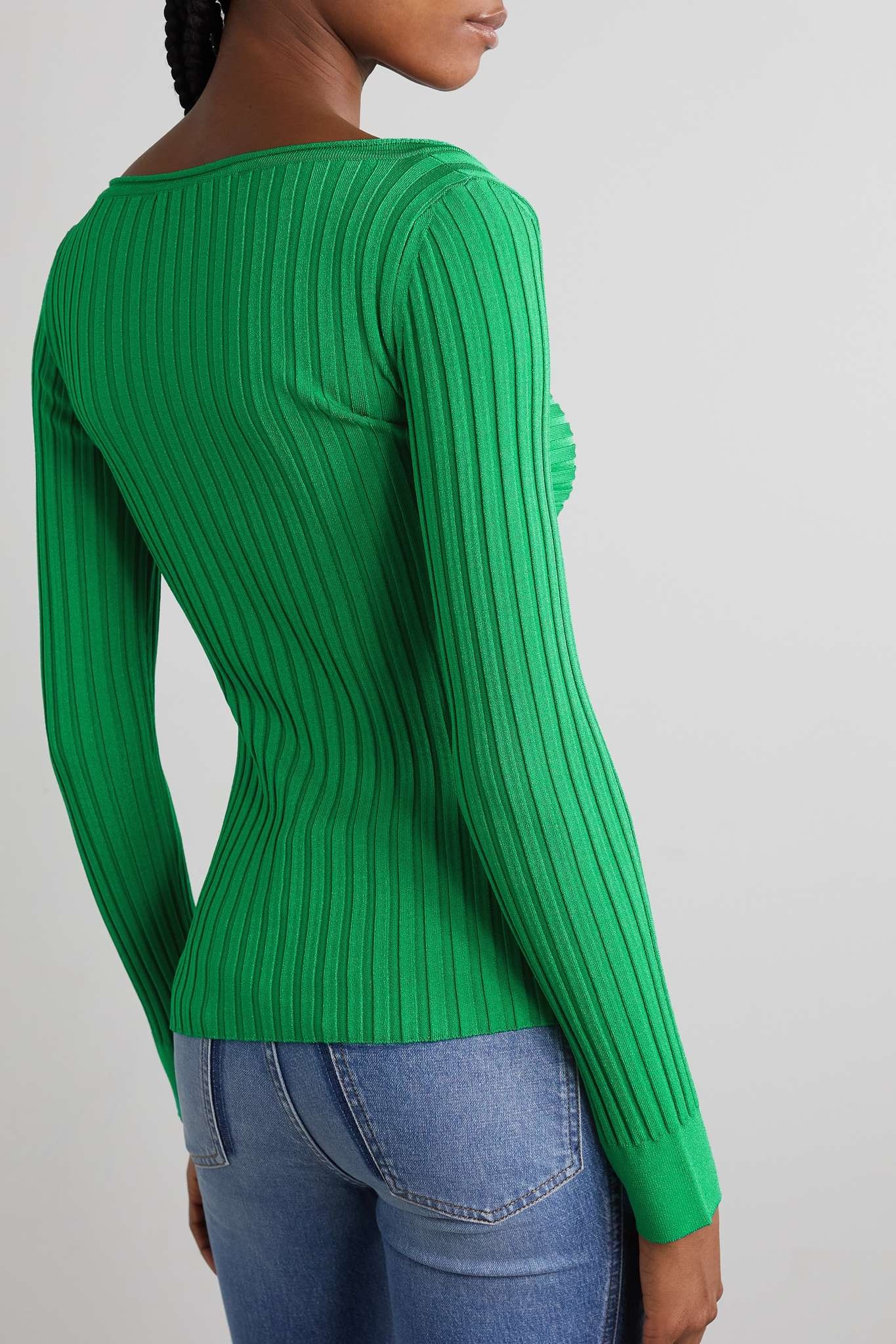 Cutout ribbed-knit sweater - 3