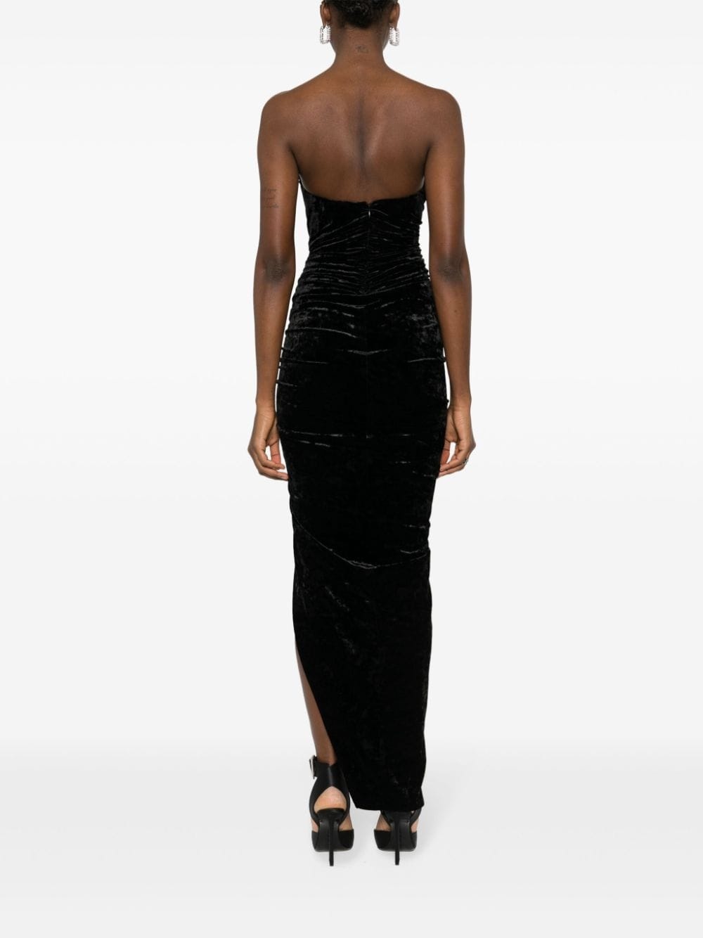 crushed velvet maxi dress - 4