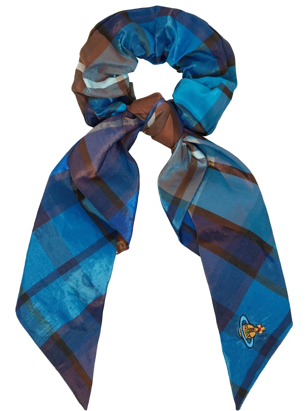Blue Embroidered Large Scrunchie - 1