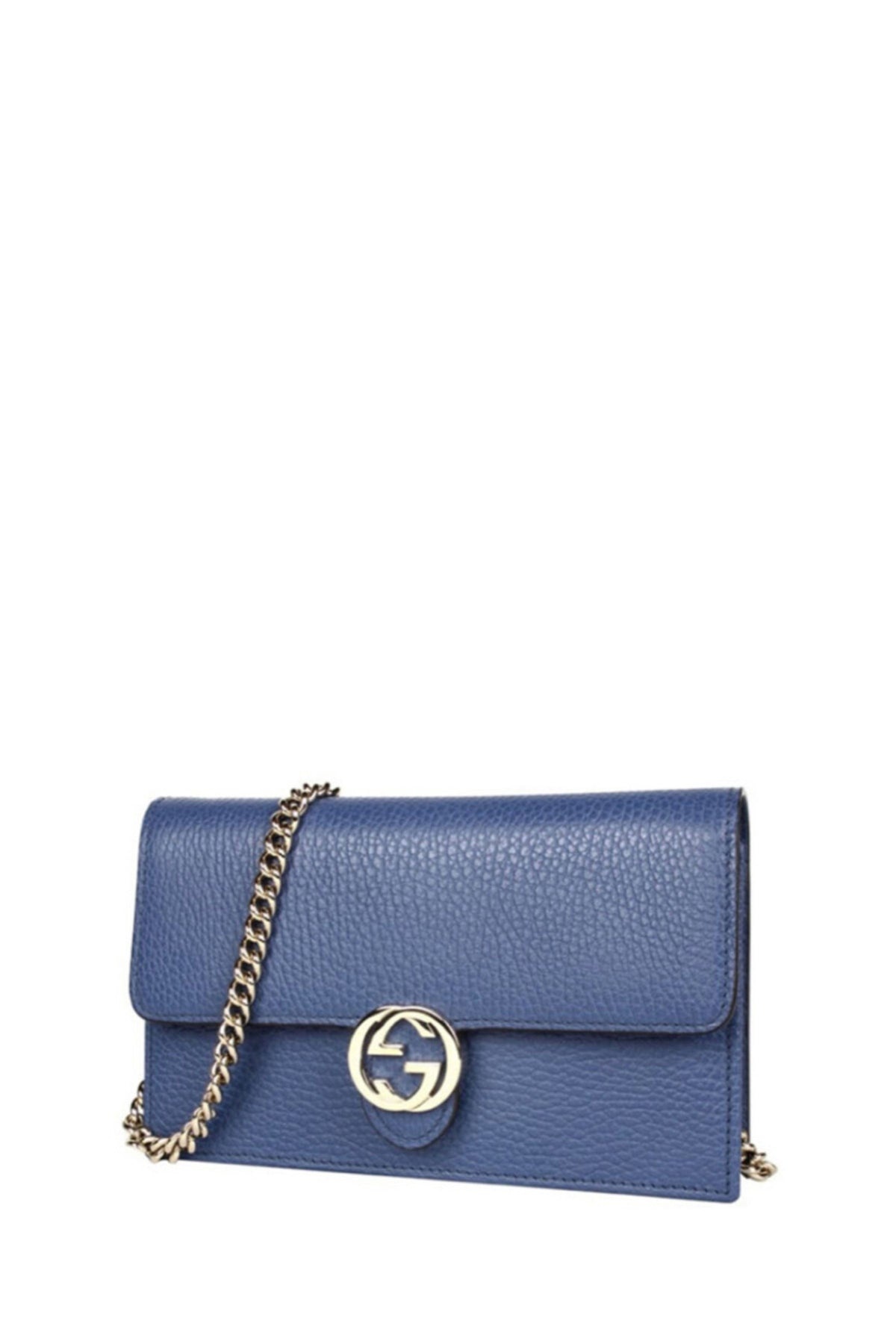 Interlocking shoulder bag GG small blue leather - 3