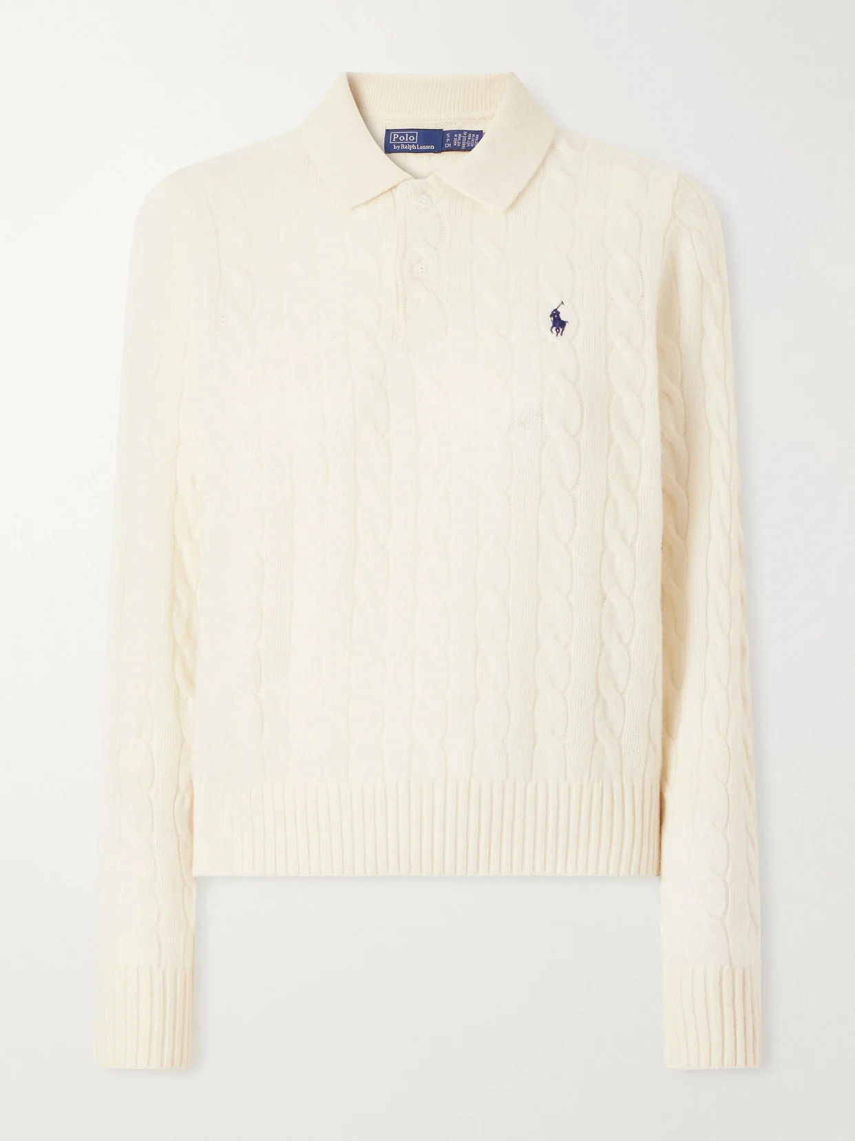 Cable-knit Wool And Cashmere-blend Polo Sweater - 1