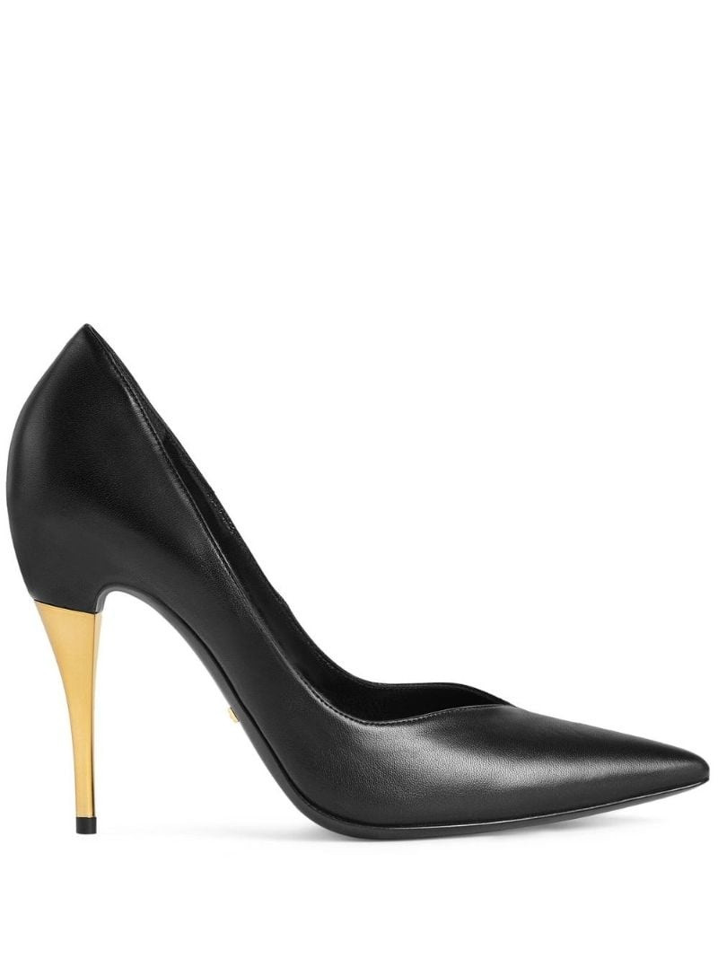 metallic-heel pointed-toe pumps - 1