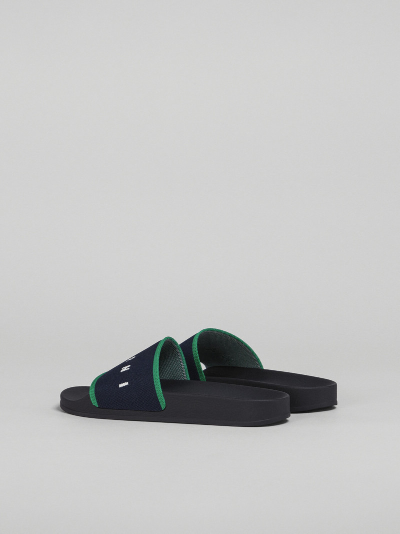 Marni BLUEBLACK AND GREEN STRETCH LOGO JACQUARD SLIDE outlook