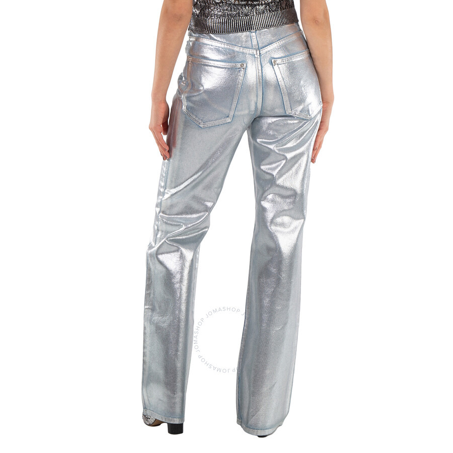 Rabanne Ladies Straight Leg Metallic Denim Jeans - 4