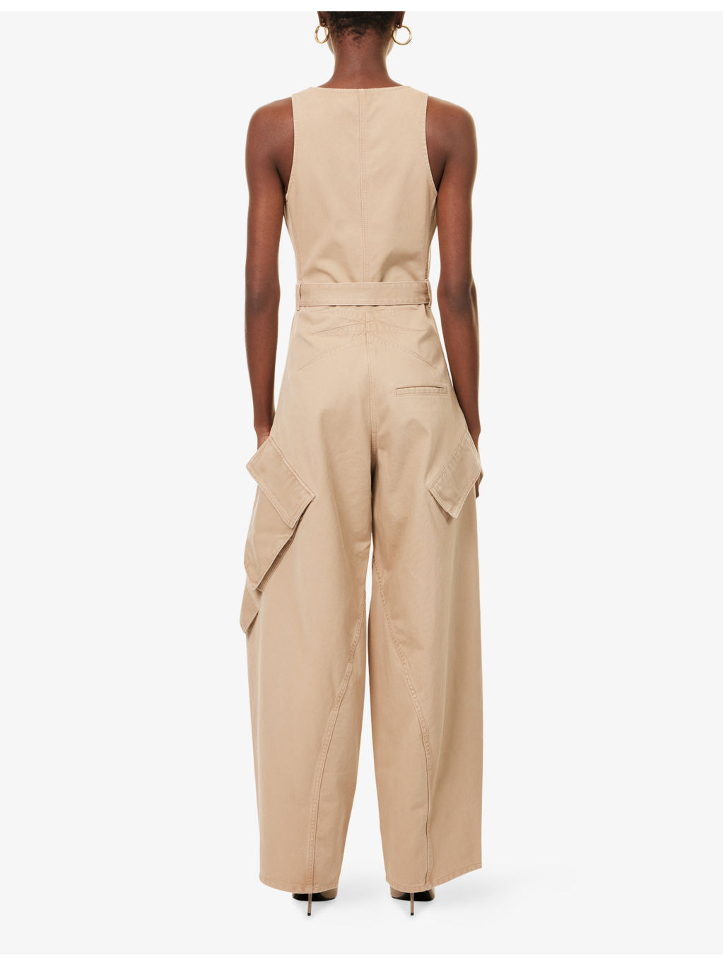 Cargo Curved-Leg Denim Jumpsuit - 4