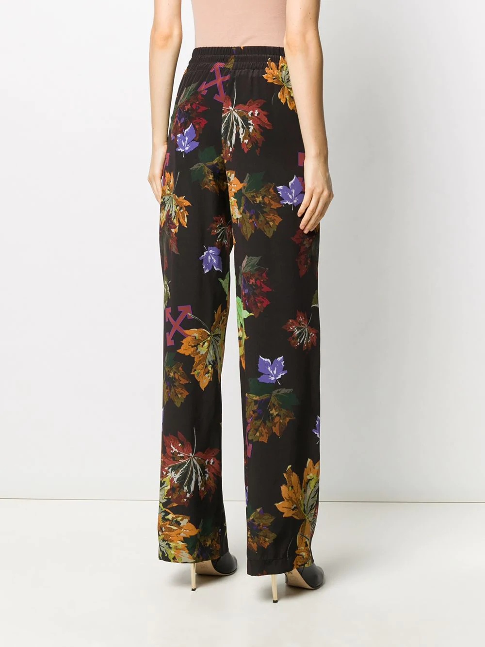 Arrows leaf-print wide-leg trousers - 4