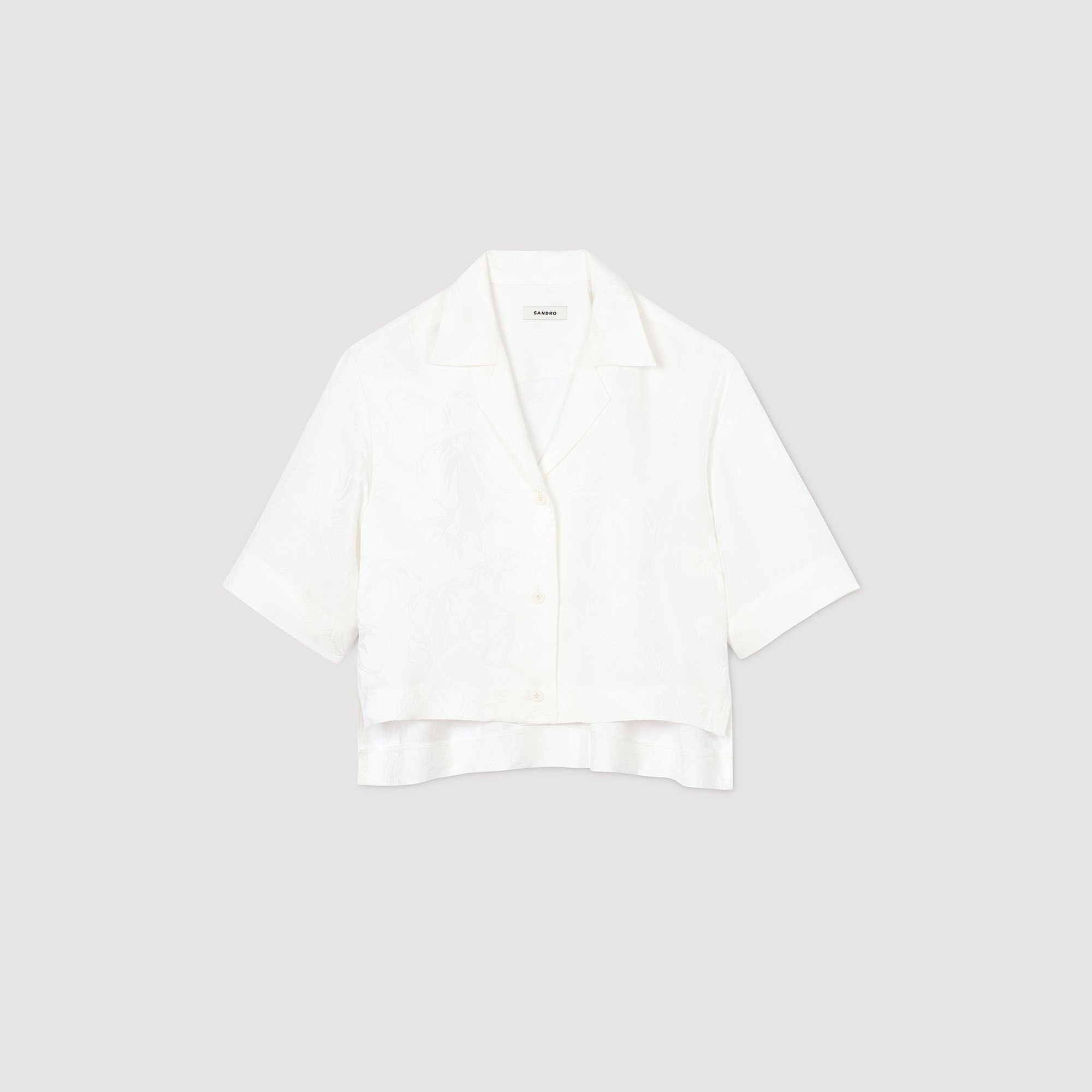 CROPPED SHIRT WITH JACQUARD FLOWERS - 6
