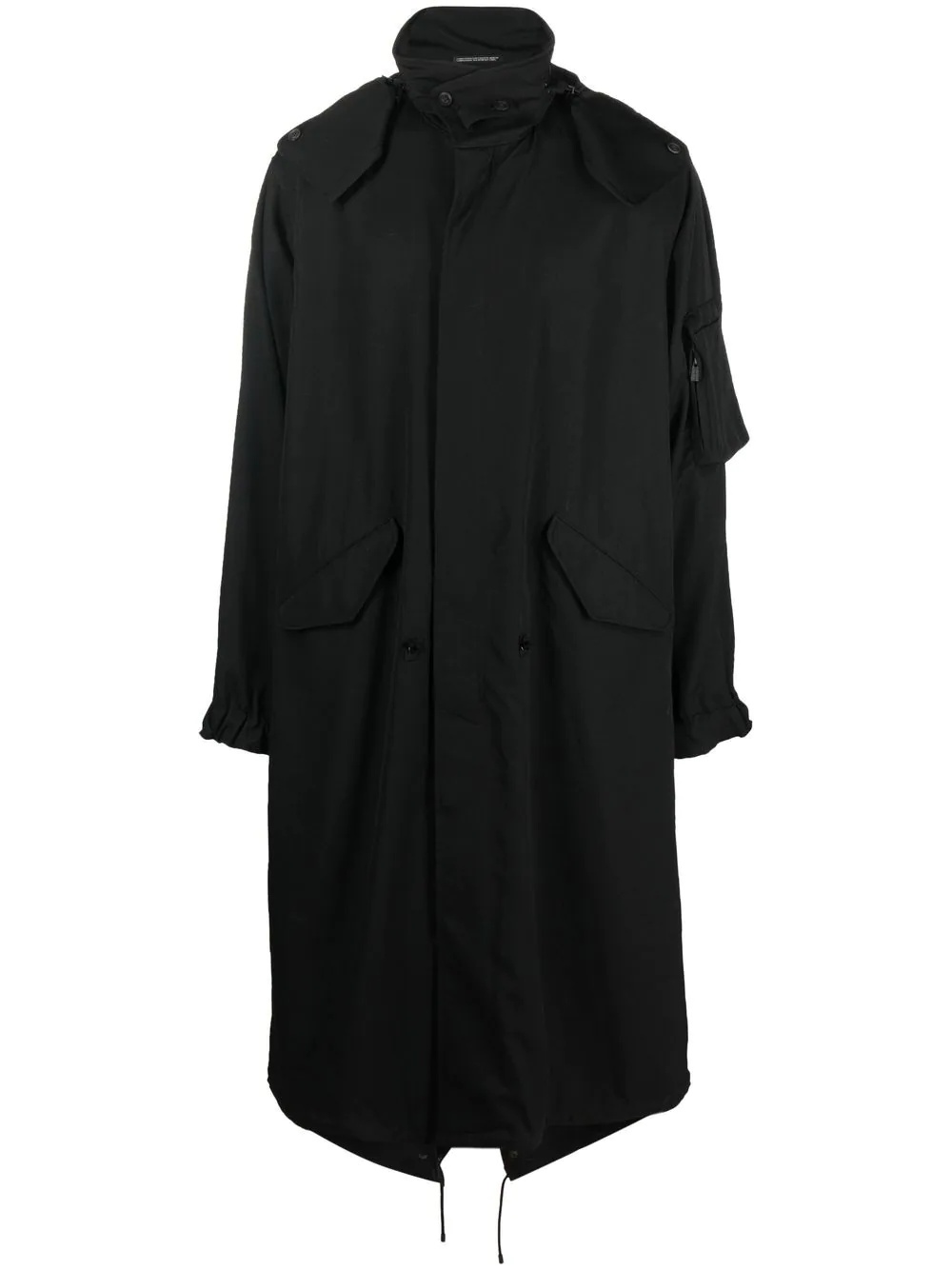 concealed front-fastening hooded coat - 1