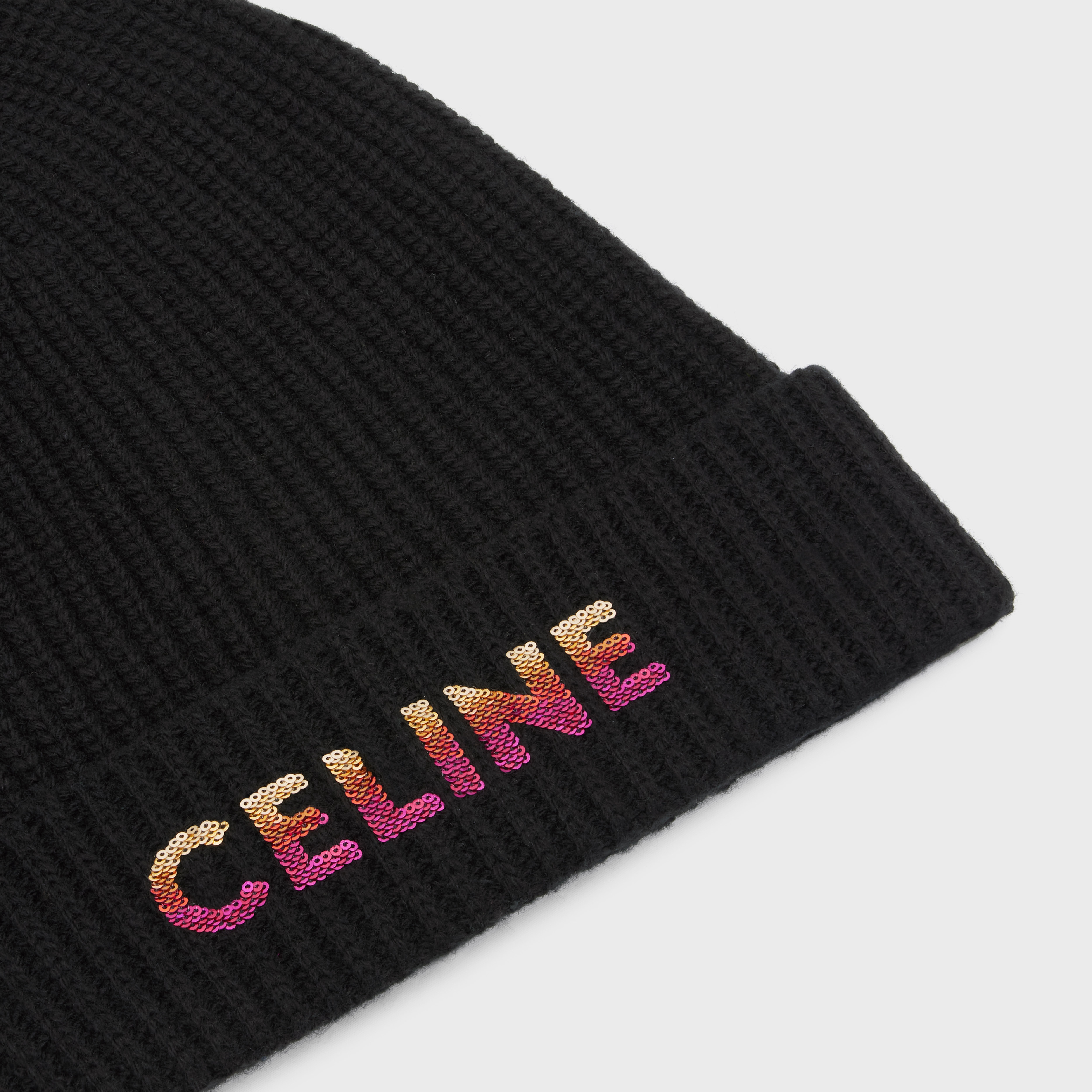 CELINE EMBROIDERED BEANIE IN RIBBED WOOL - 2