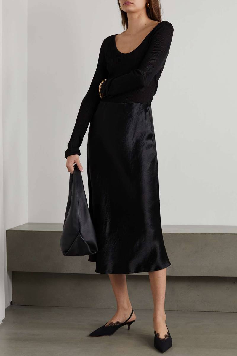Max Mara Leisure Alessio satin midi skirt outlook