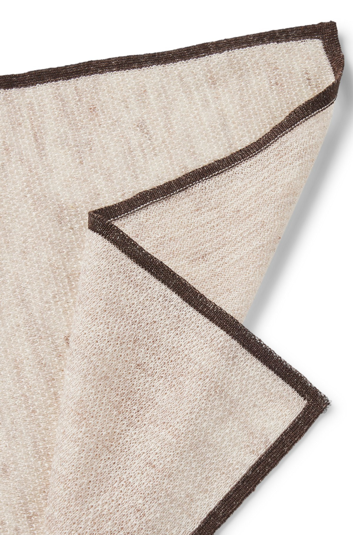 SILK-LINEN POCKET SQUARE WITH CONTRAST BORDER - 4