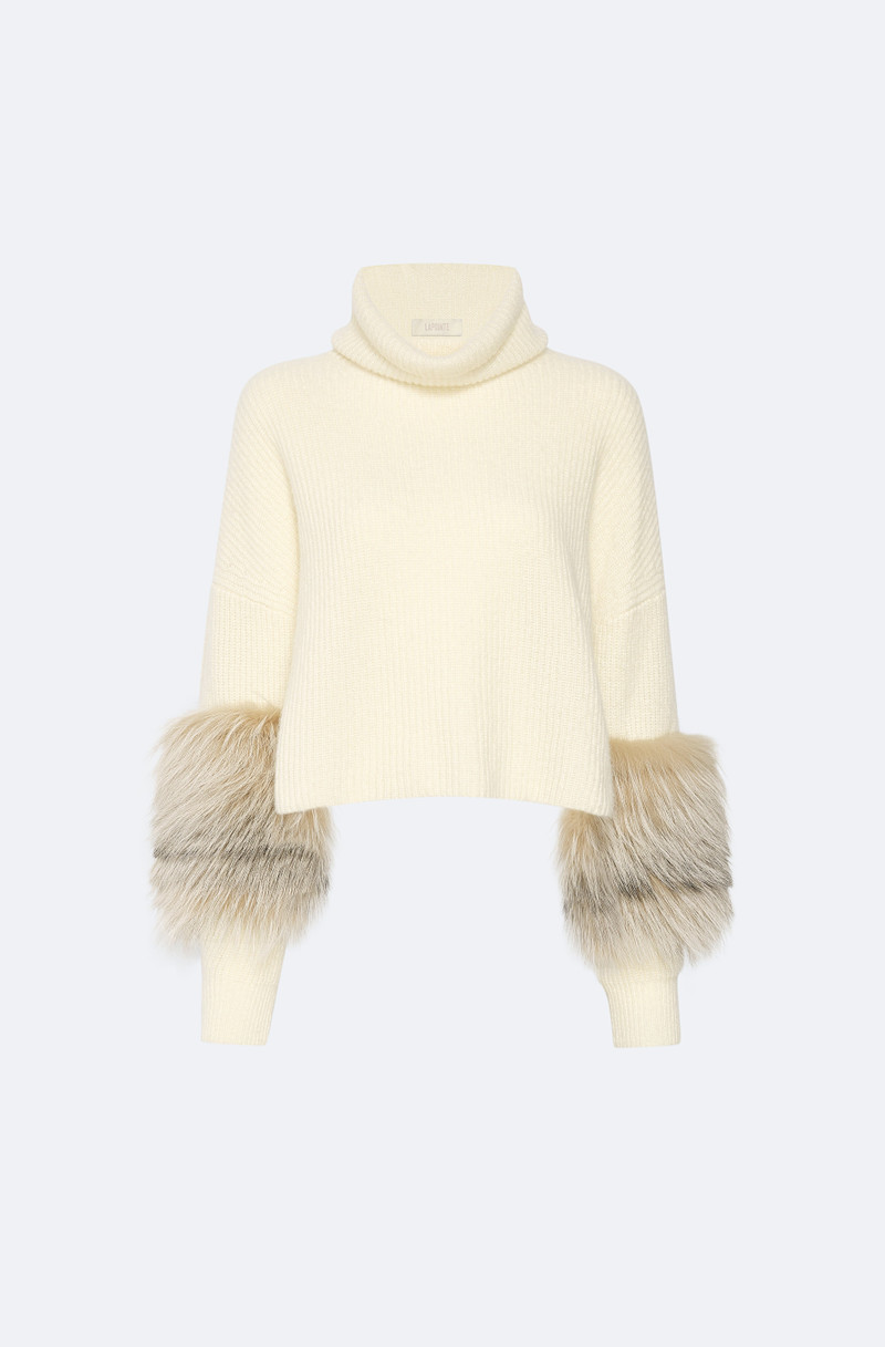 Cashmere Turtleneck 스웨터 와 모피 - 1