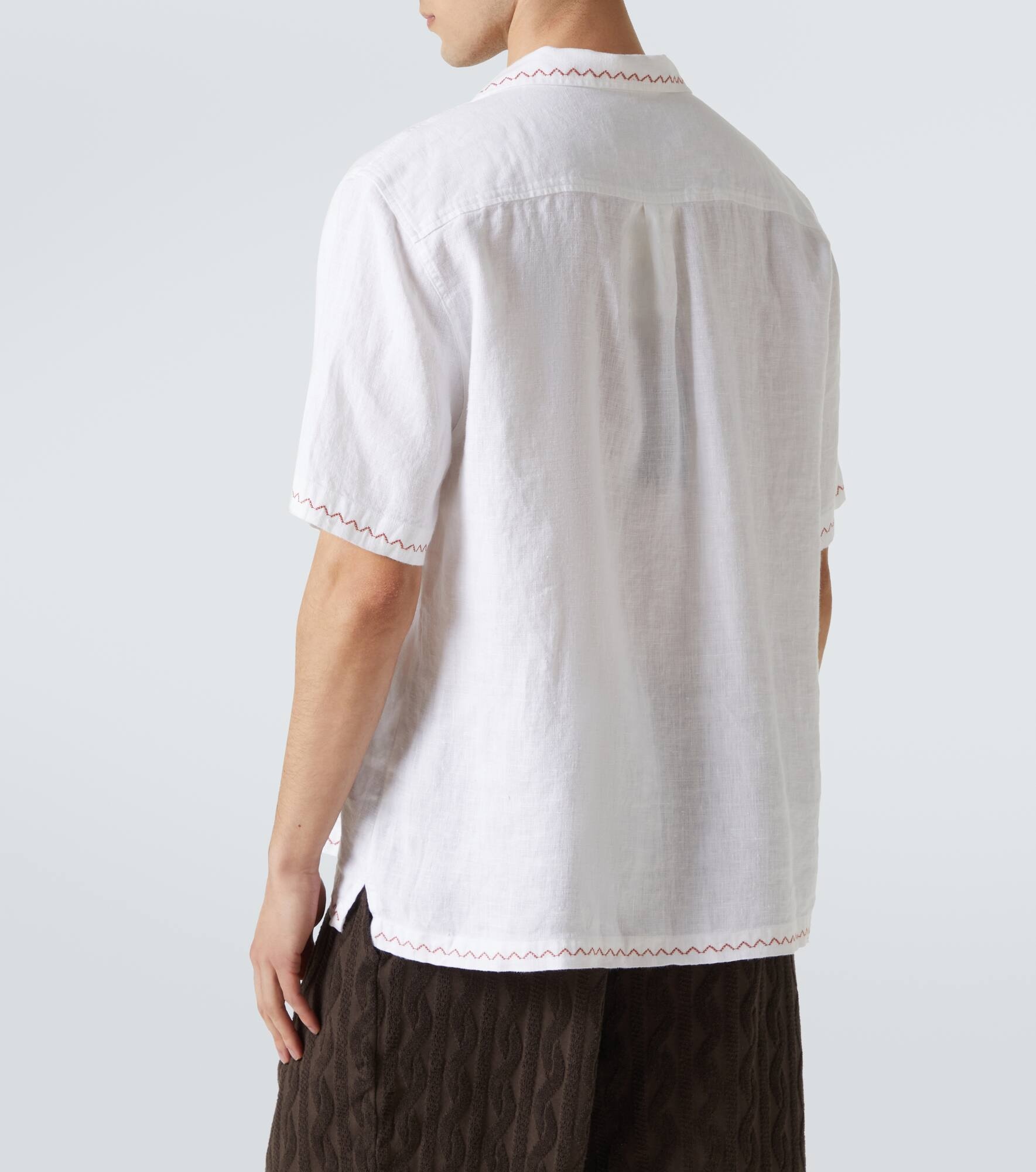 Flavio embroidered linen bowling shirt - 4