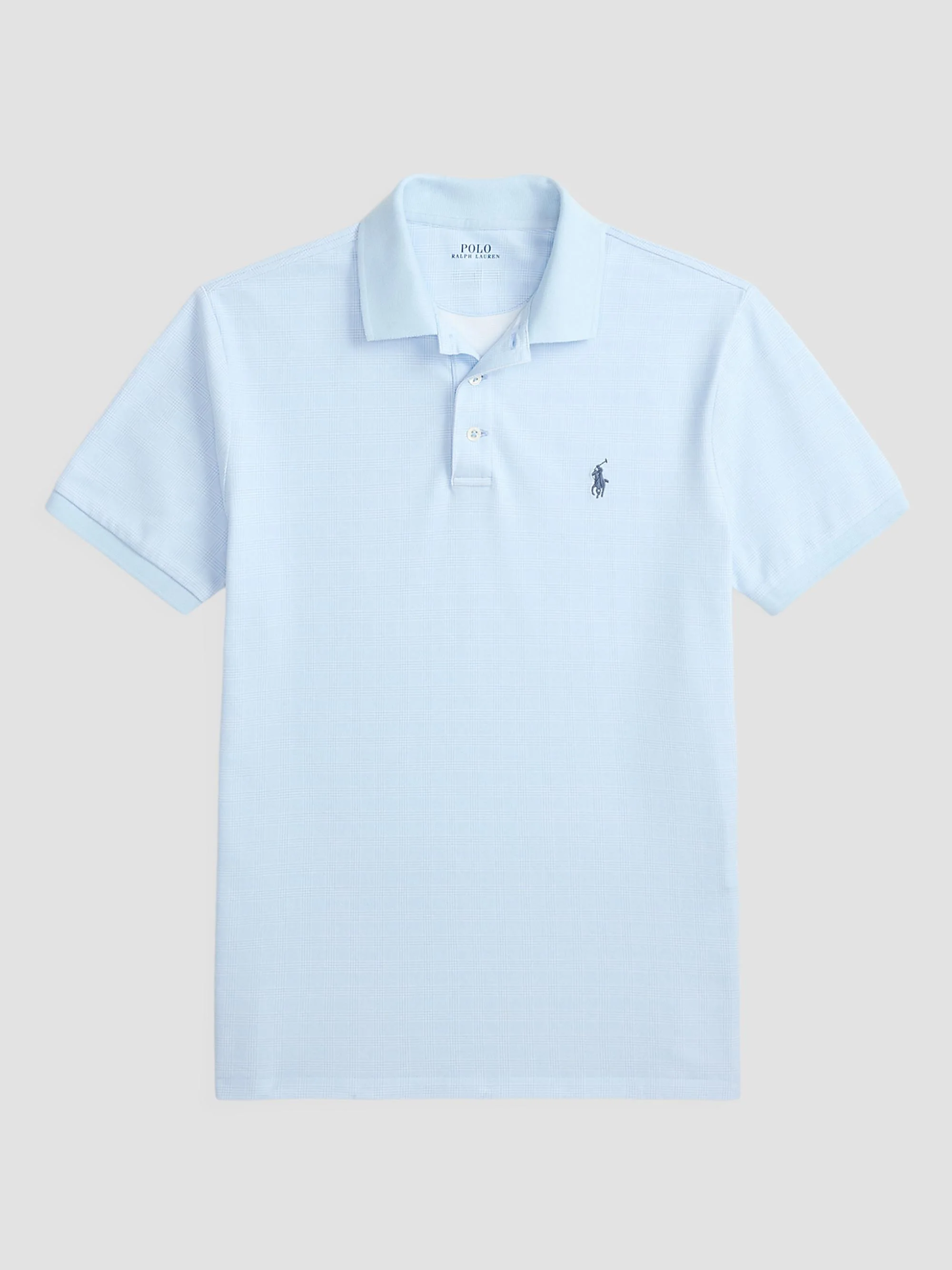 Men's Custom-Slim-Fit Stretch Mesh Polo Shirt - Small Glen Pebble Blue - 1