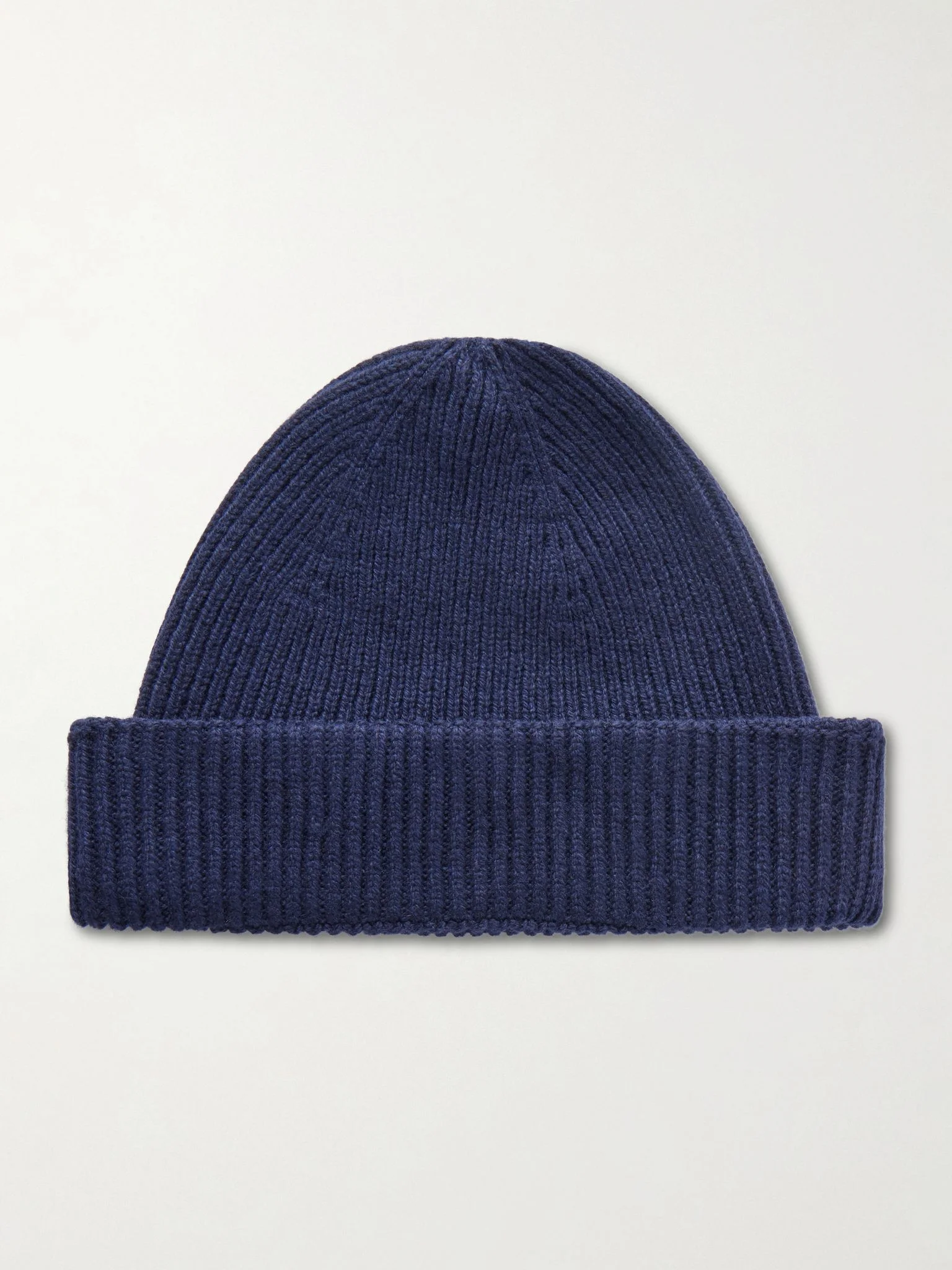 Sunday Ribbed Cashmere and Wool-Blend Beanie Navy - 1