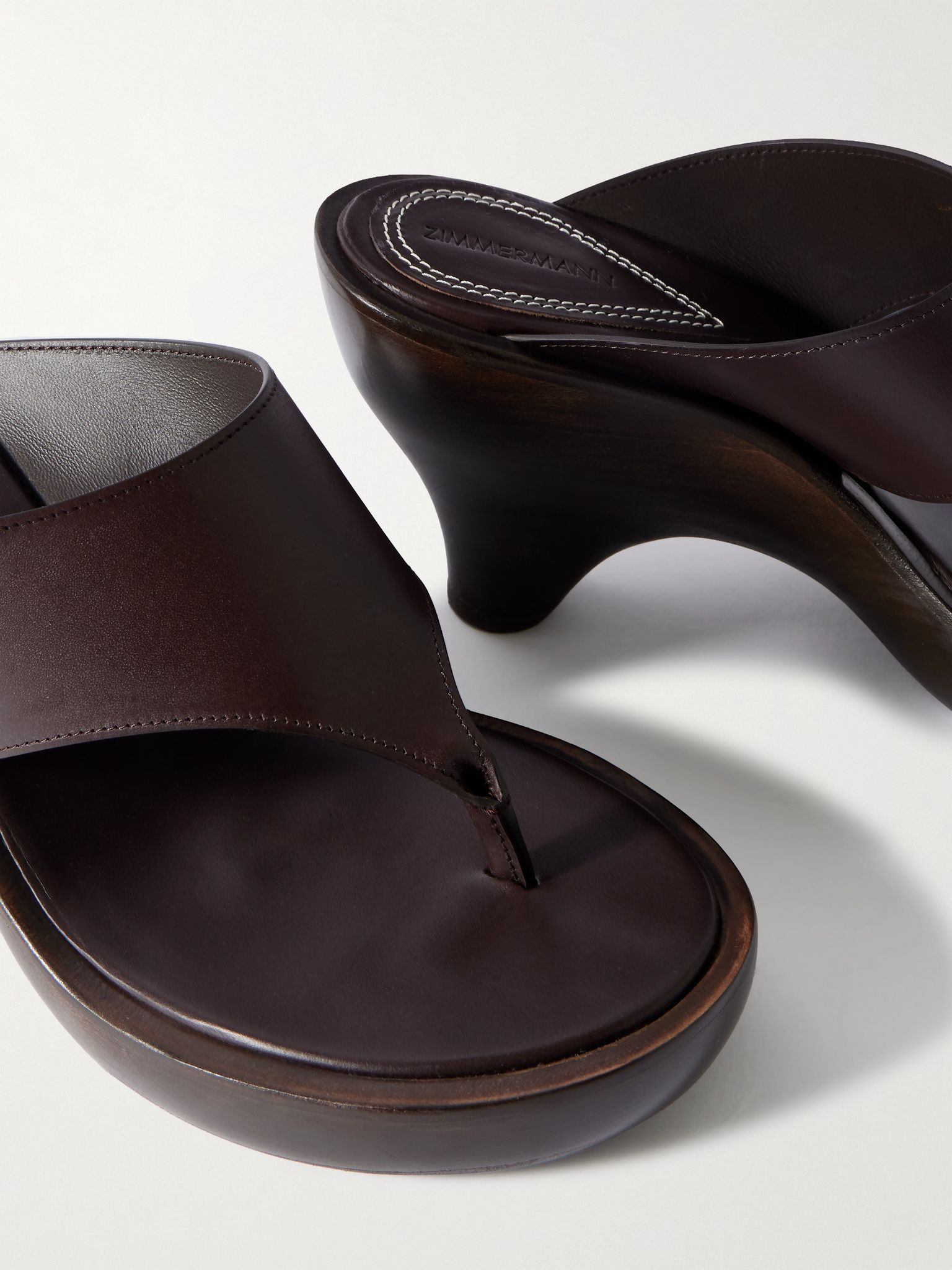Wild Wedge leather platform sandals Chocolate - 4