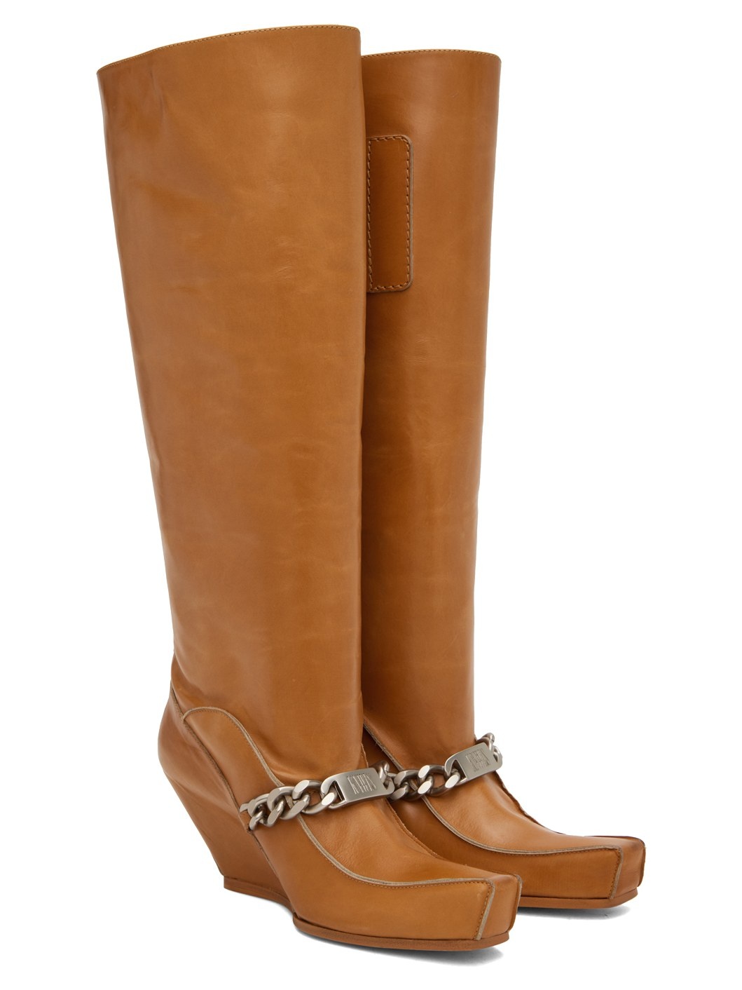 Tan Curb chain Tall Boots - 4