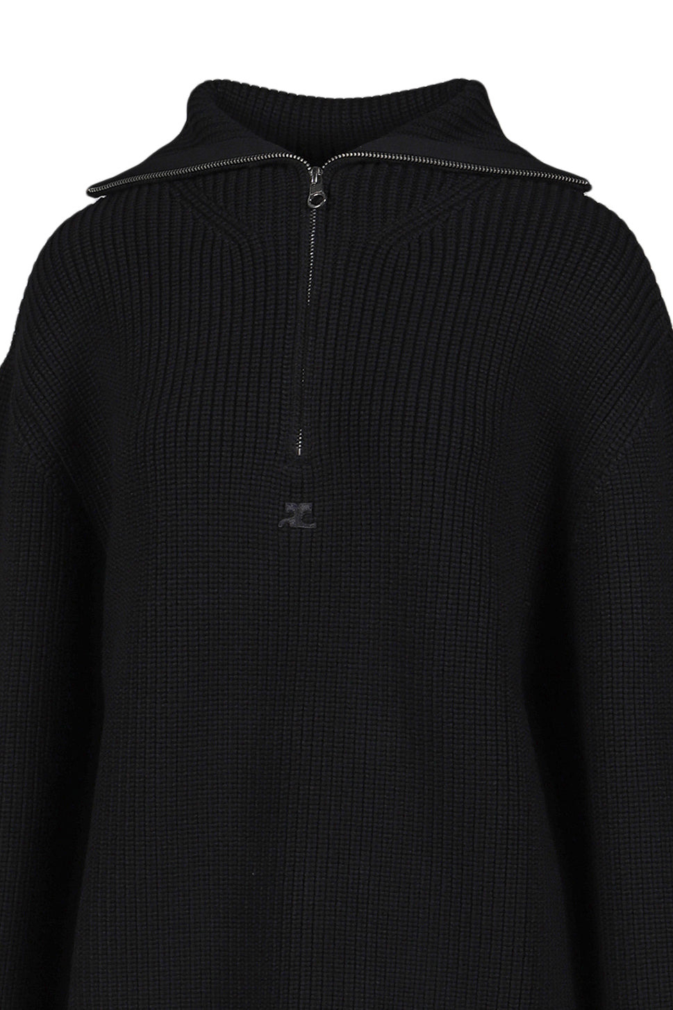 RIBBED WOOL TRUCKER SWEATER / BLK - 4