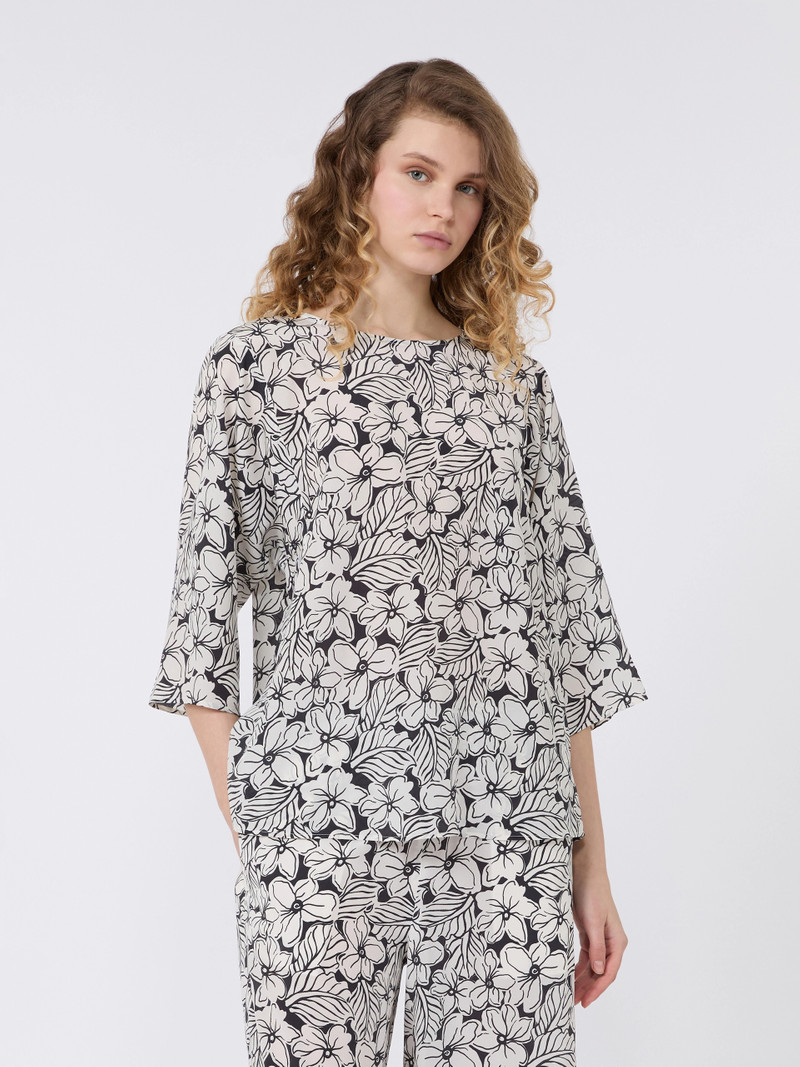 GINNICO Printed silk crêpe de Chine blouse - BLACK 3