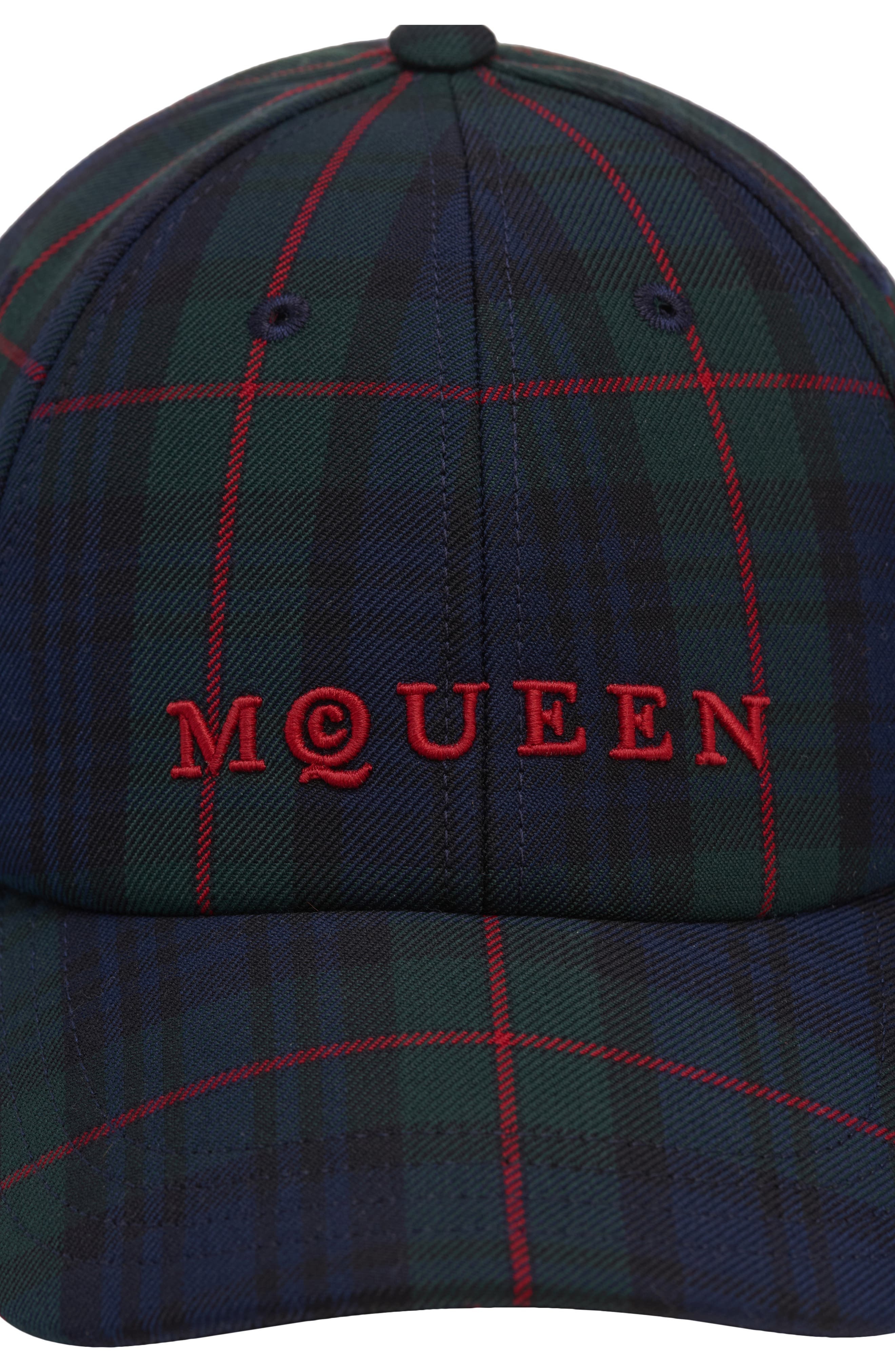 McQueen Plaid Logo Adjustable Baseball Cap in Navy/Red at Nordstrom - 2