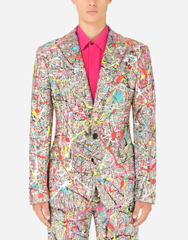 Sequined Sicilia-fit jacket with color splash print - 1