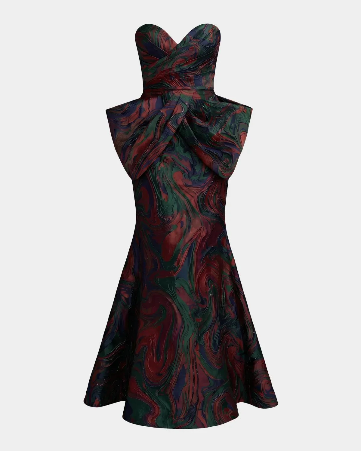 Bow-Detail Brocade Strapless Gown - 1