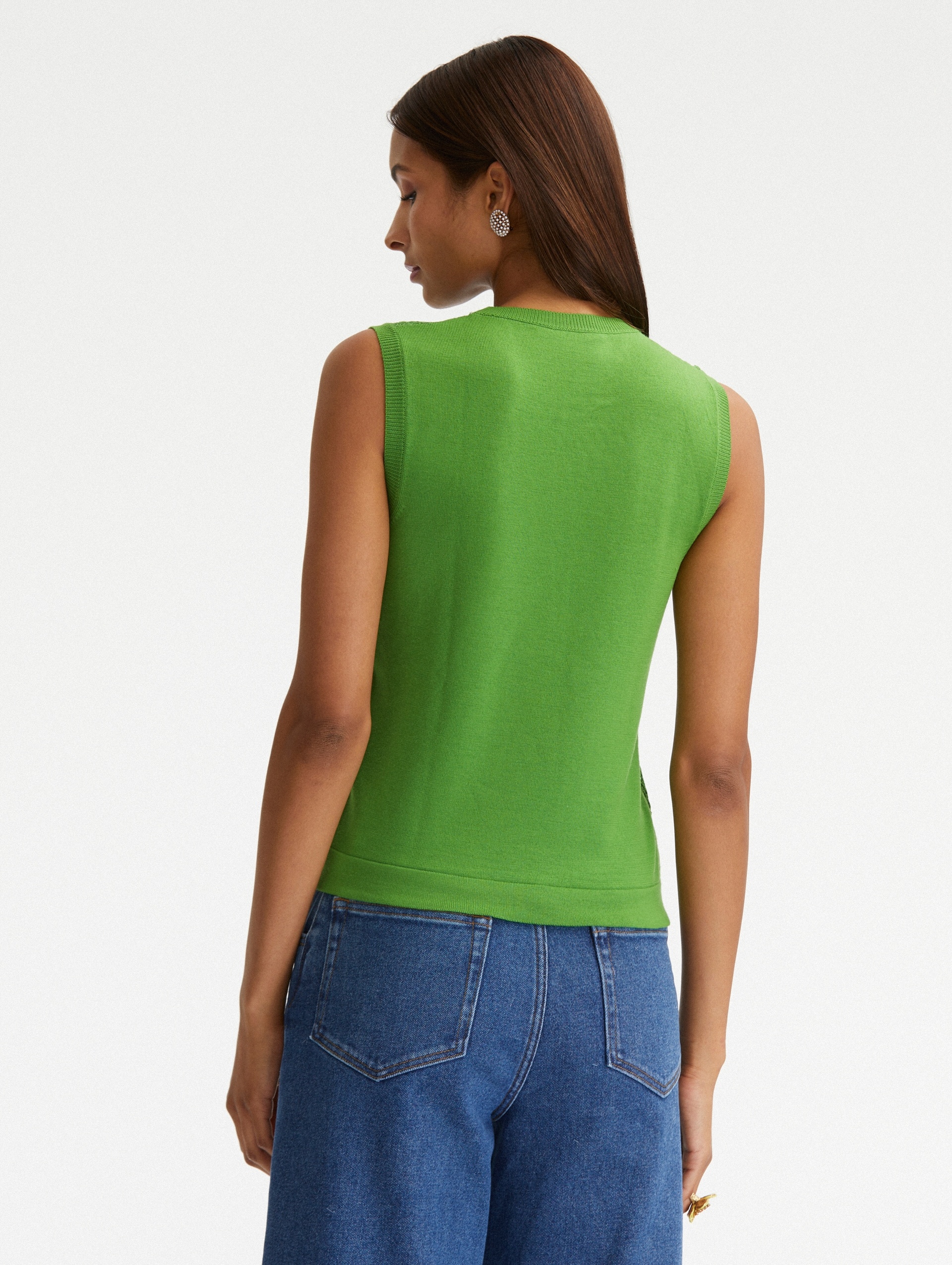 CORDED SCROLL GUIPURE LACE TANK - 3
