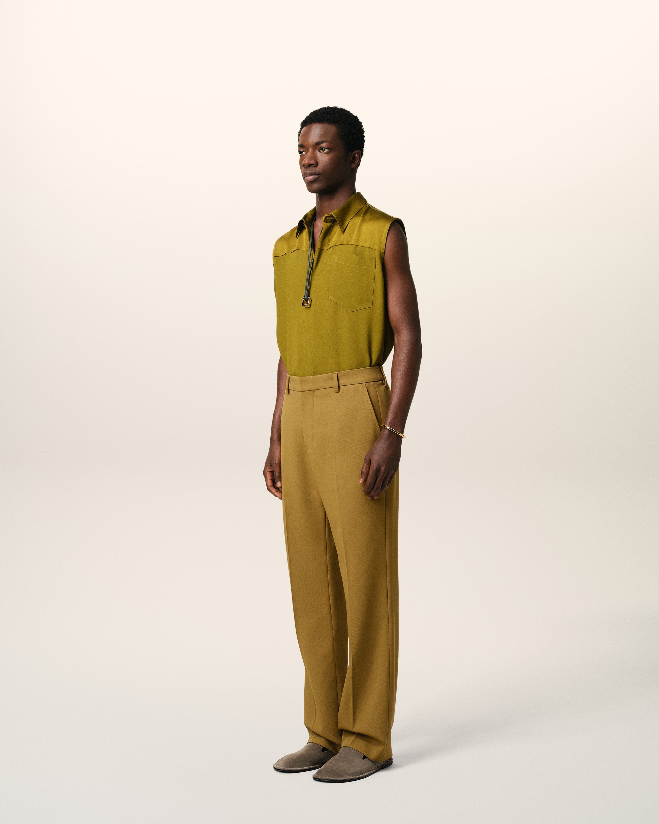 MUSTARD WOOL STRAIGHT FIT TROUSERS - 6