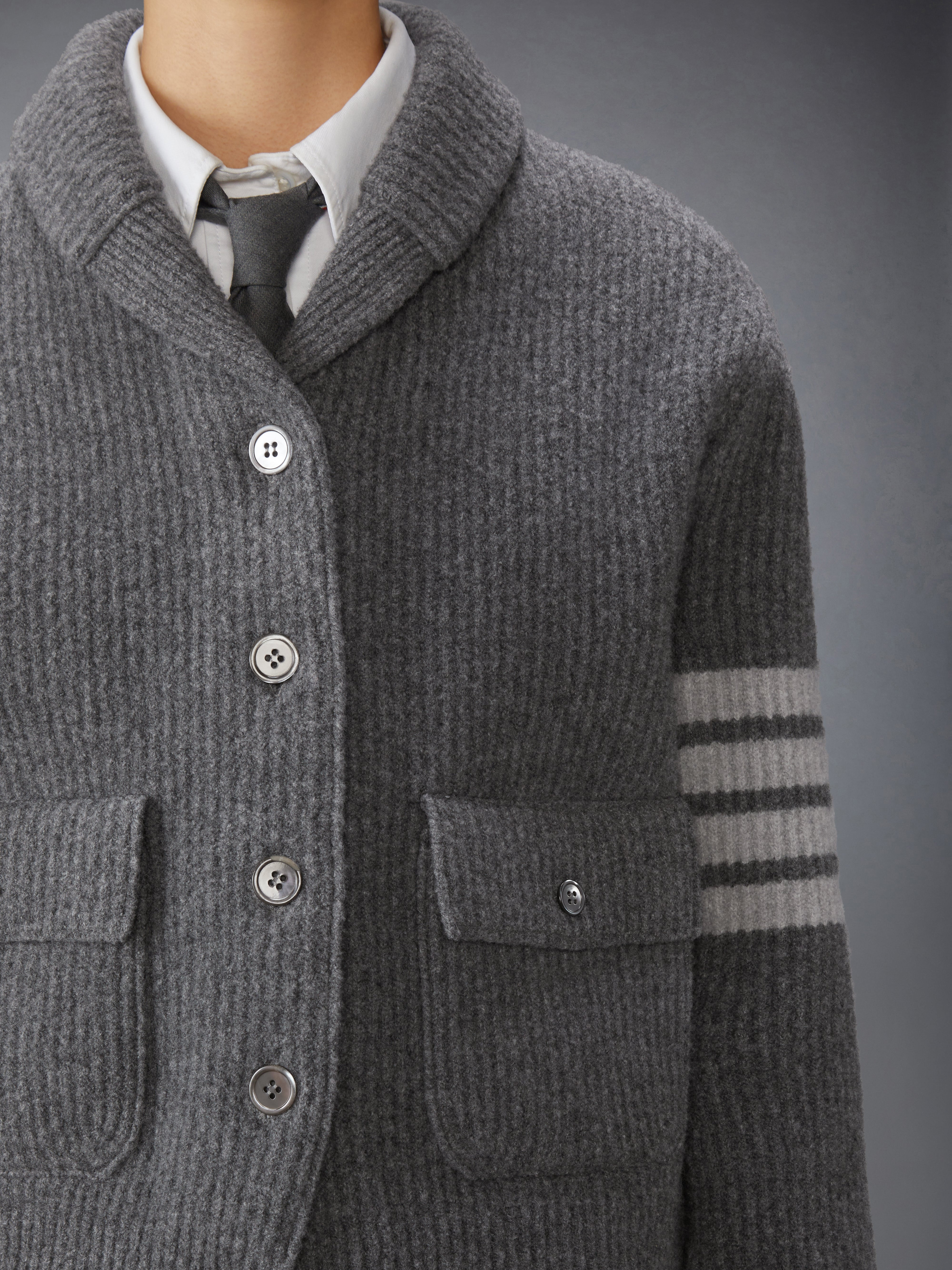 BOILED MERINO WOOL 4-BAR BOMBER JACKET - 6