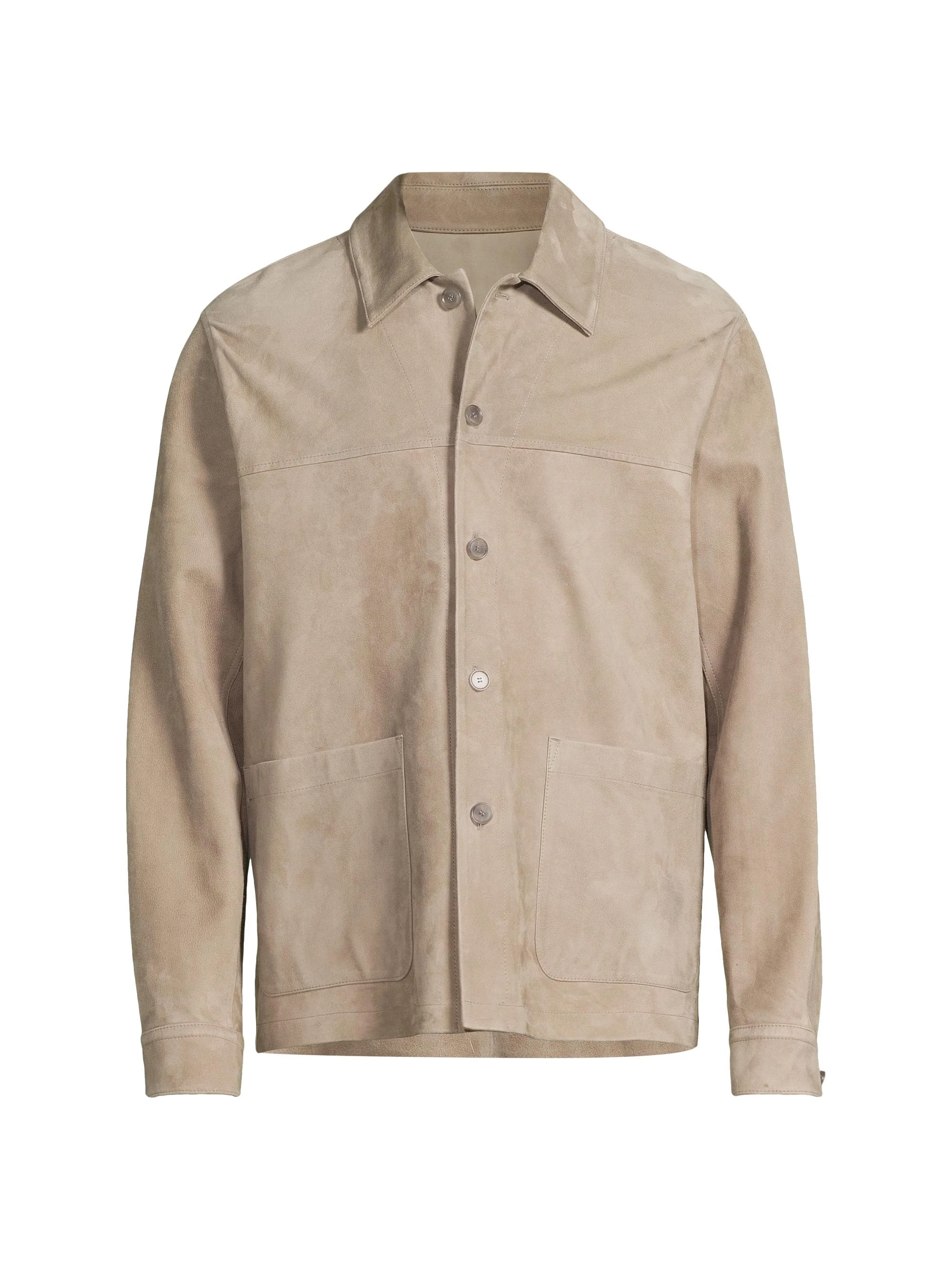 Men's Suede Button-Front Shirt Jacket - Putty - 1