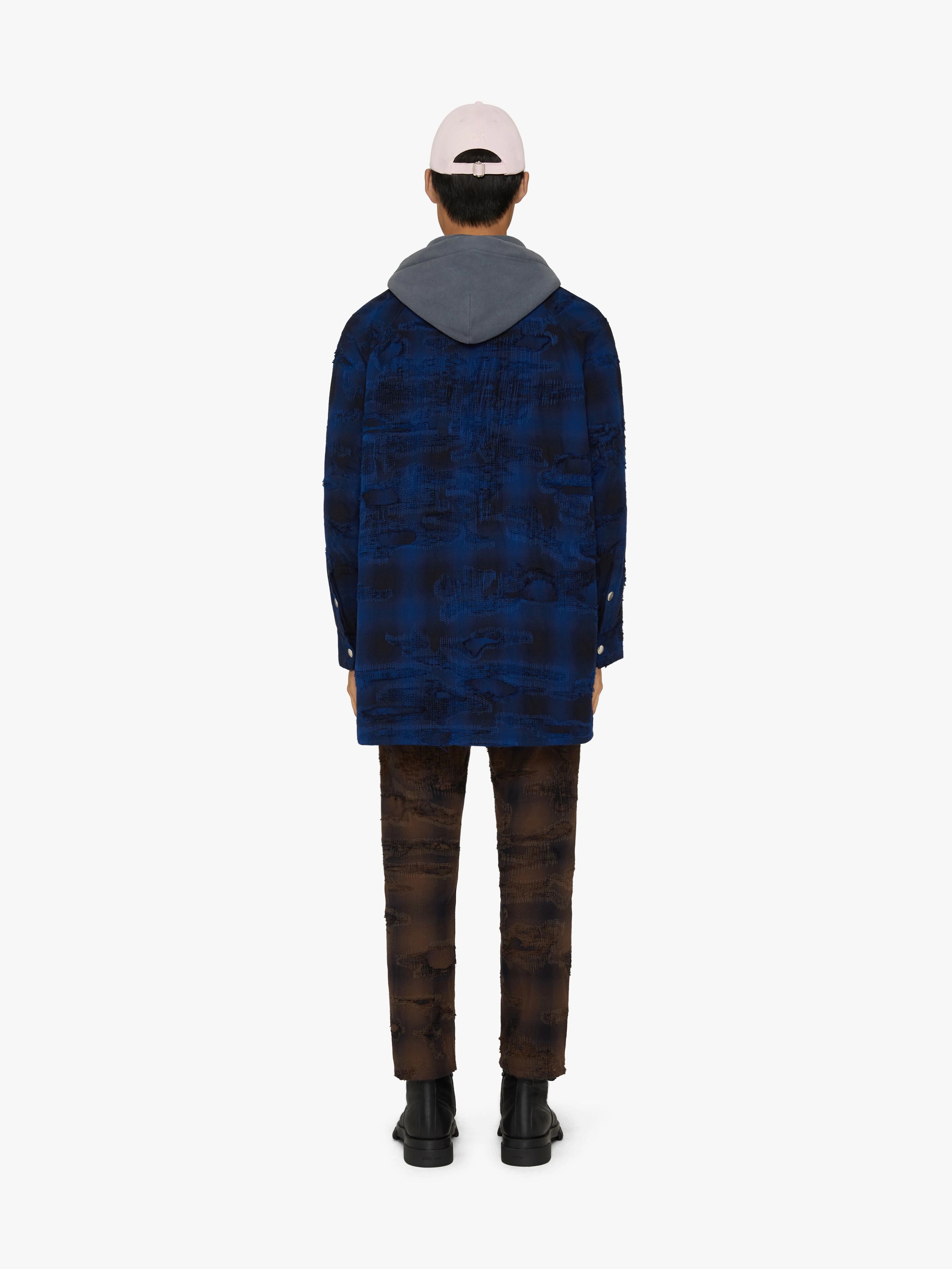 QUILTED OVERSHIRT IN DESTROYED FLANNEL - 4