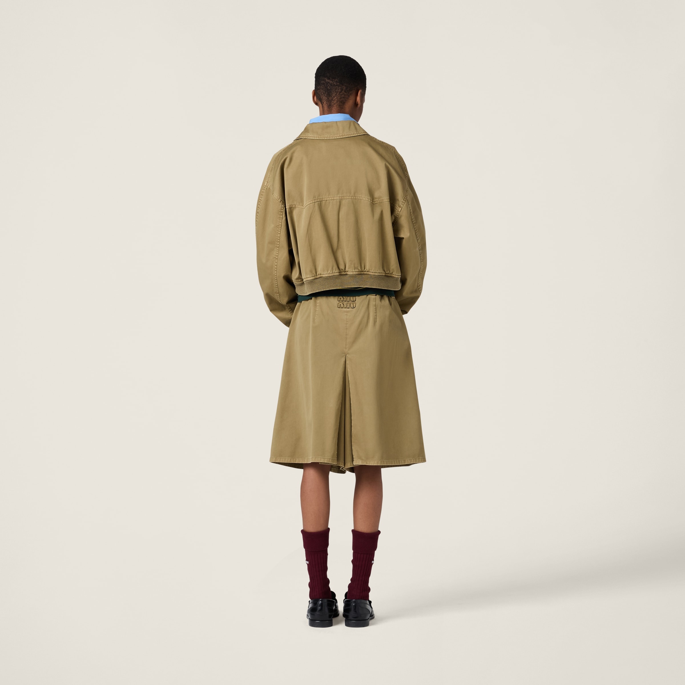 Miu Miu Garment-dyed cotton satin bomber jacket | REVERSIBLE