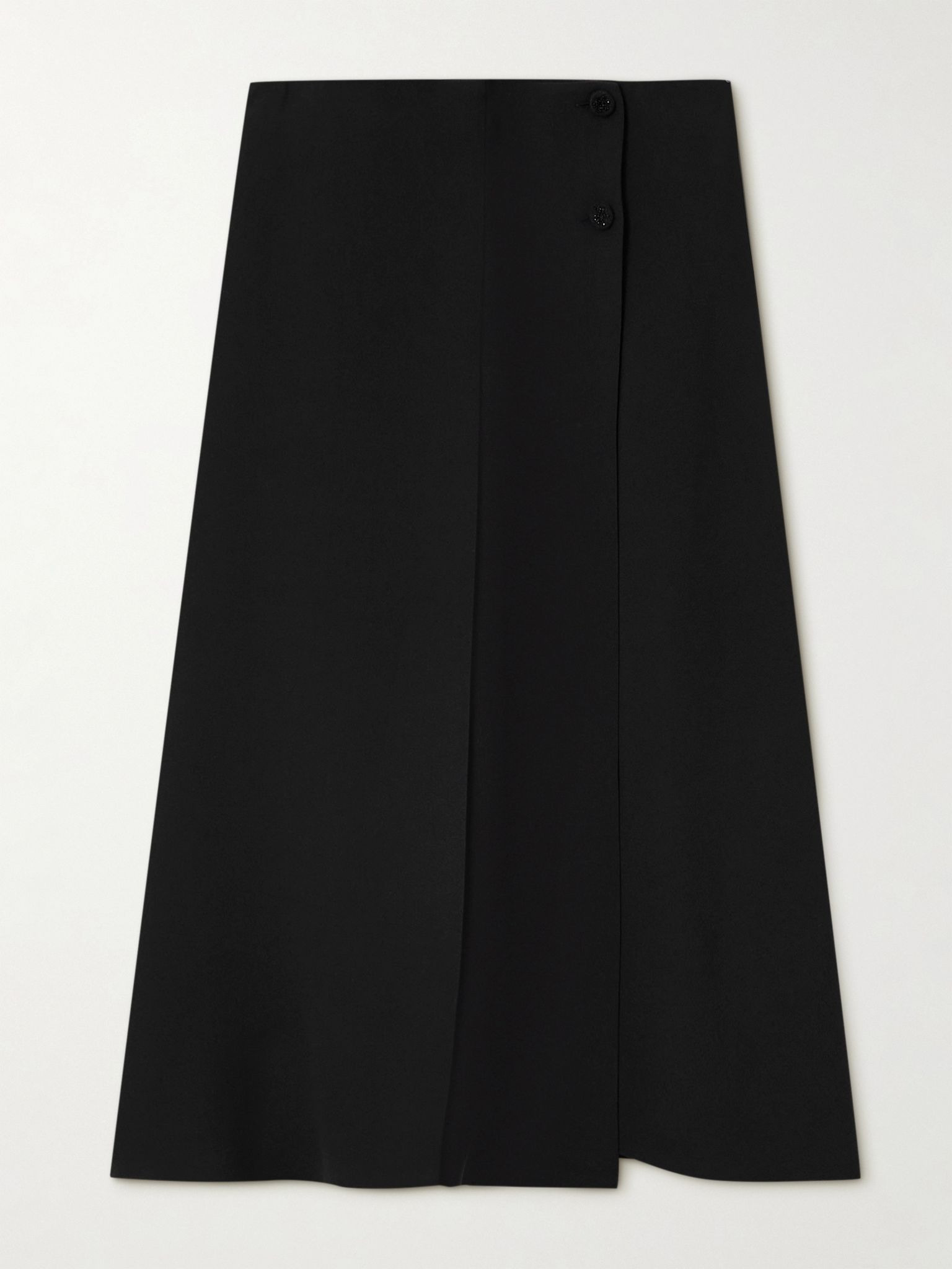 Alida bead-embellished pleated silk crepe de chine midi wrap skirt Black - 1