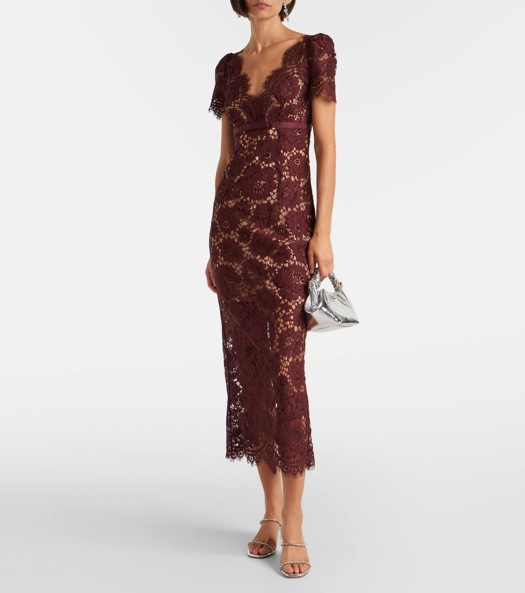 Floral lace midi dress - 2
