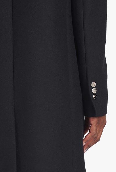 Long asymmetrical black wool coat - 5