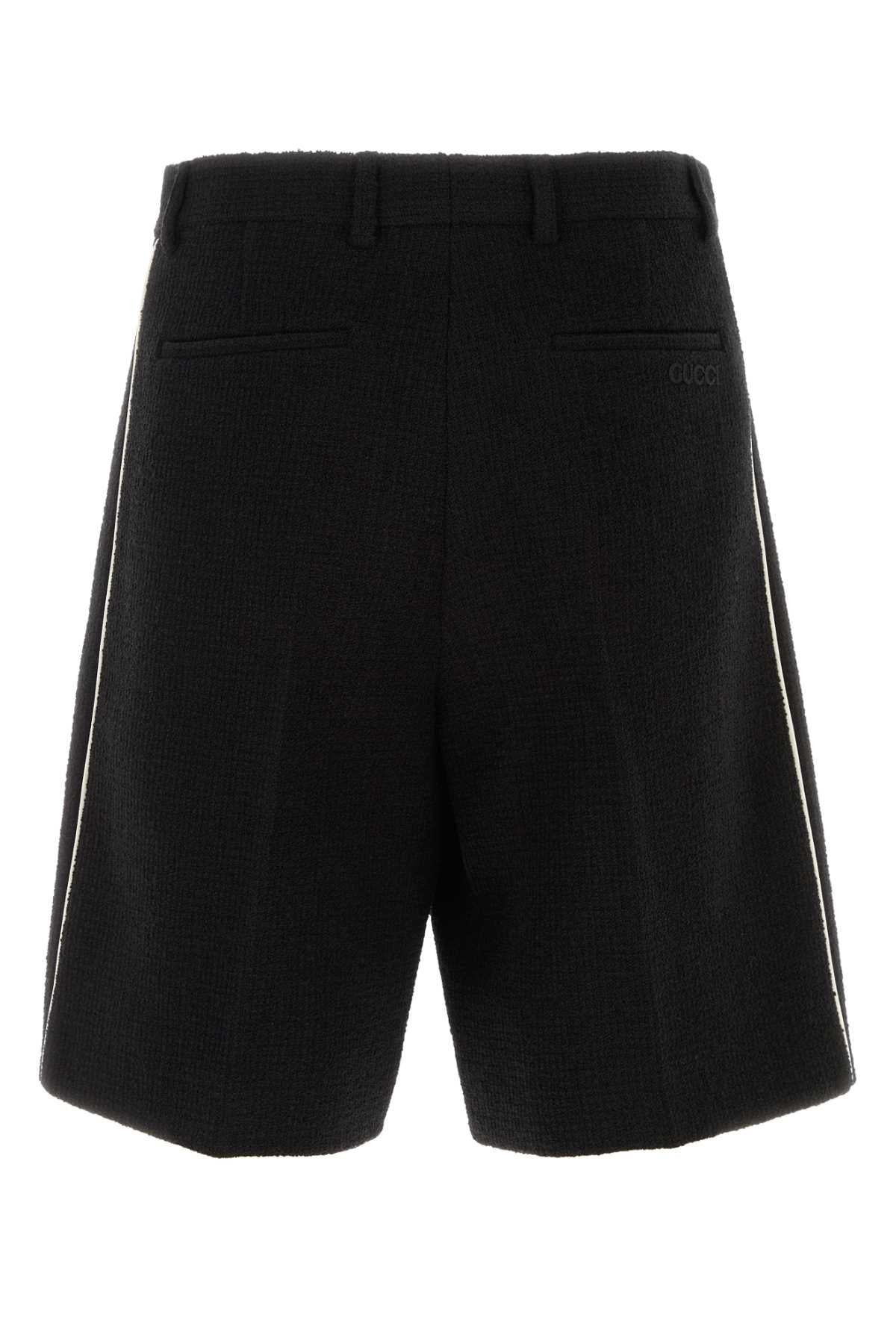 Gucci Men Black Boucle Bermuda Shorts - 2