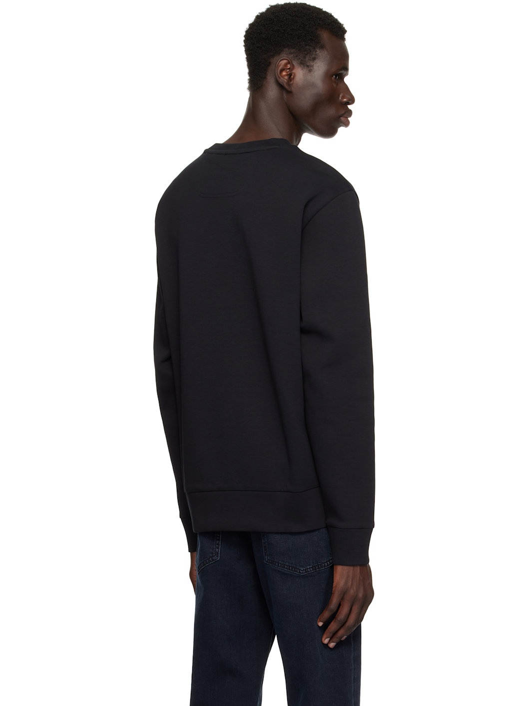 Black Stretch Cotton Sandwich Logo Sweatshirt - 3