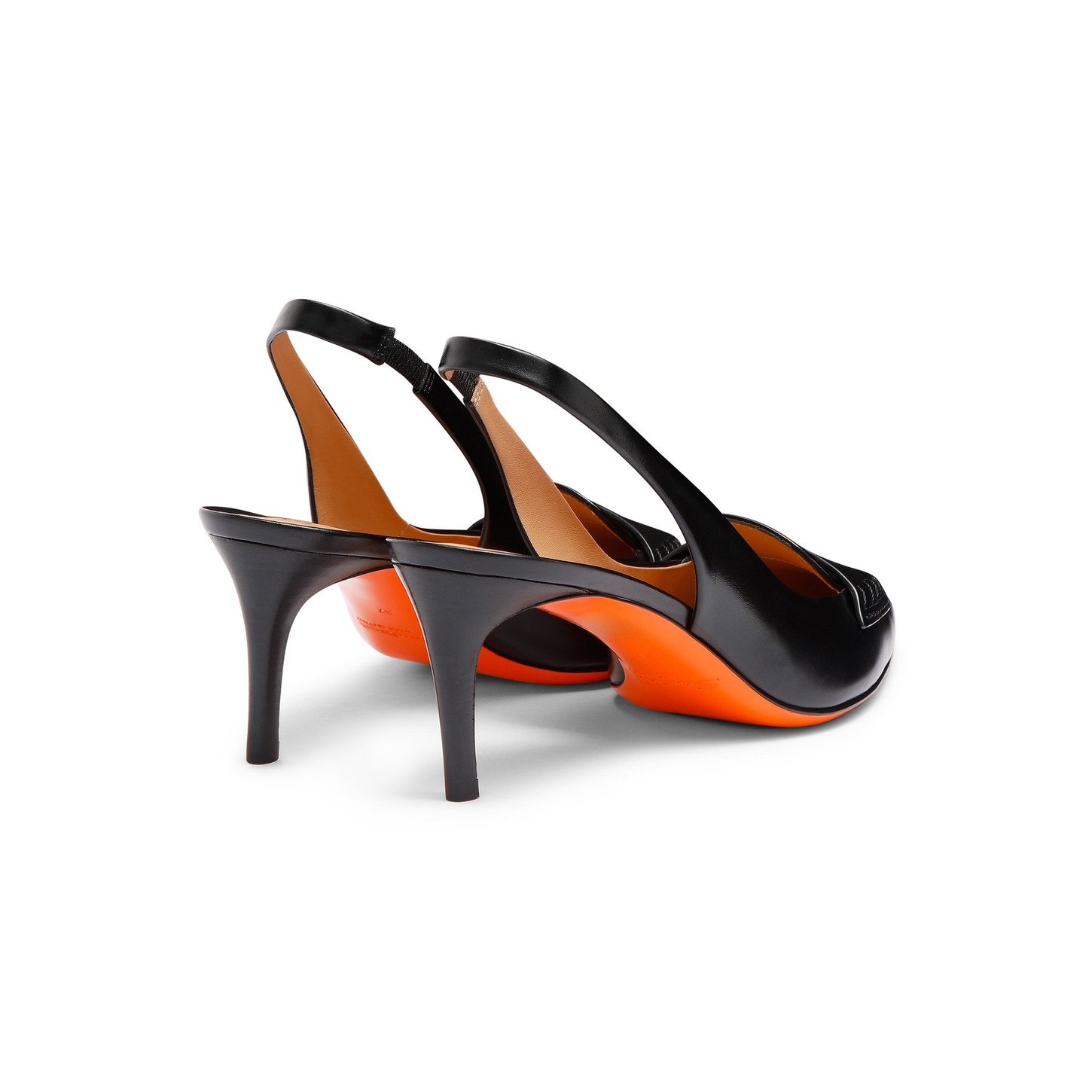 Women's black leather mid-heel pump - 4