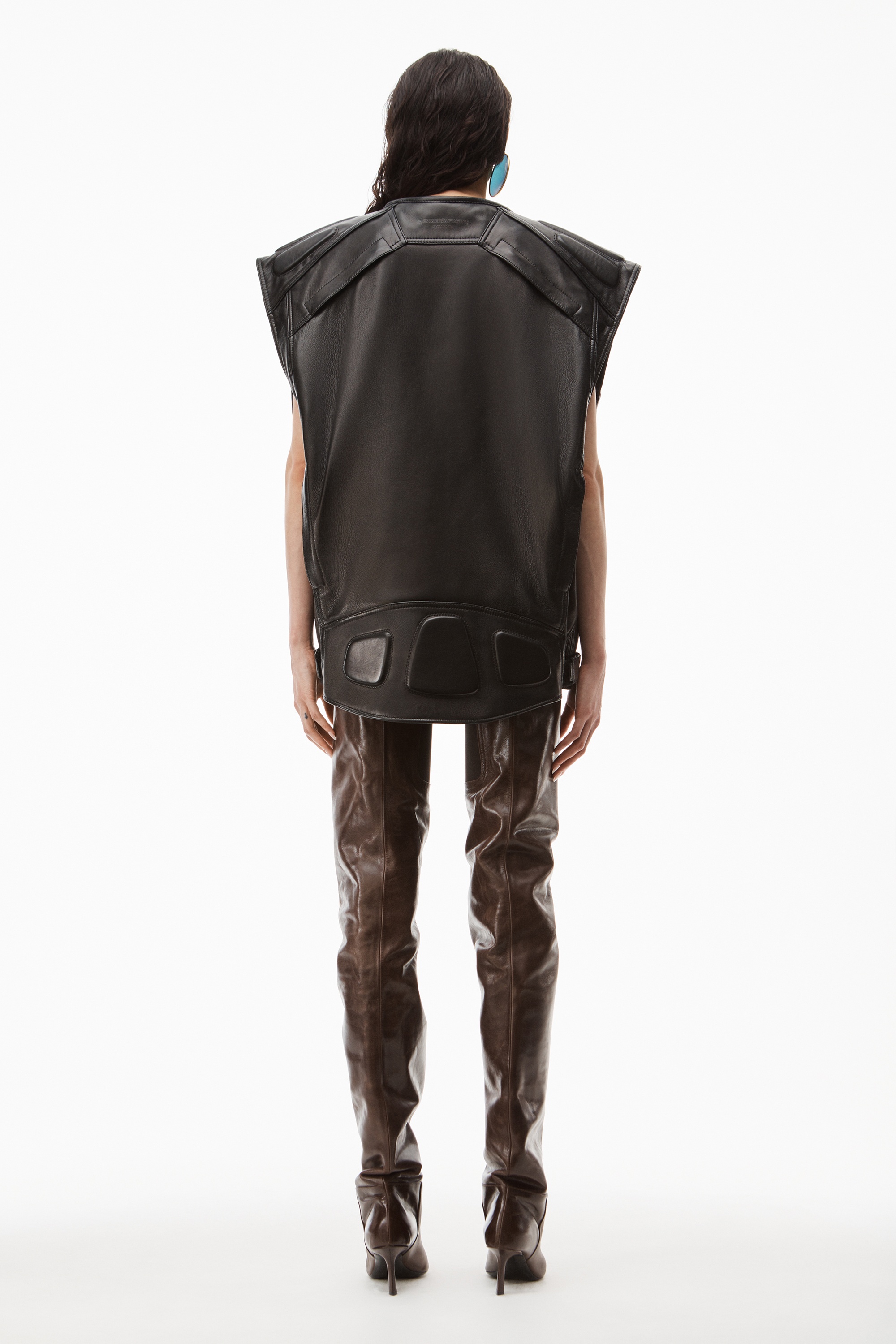 Alexander Wang OVERSIZED MOTO VEST IN BUTTERY LEATHER | REVERSIBLE