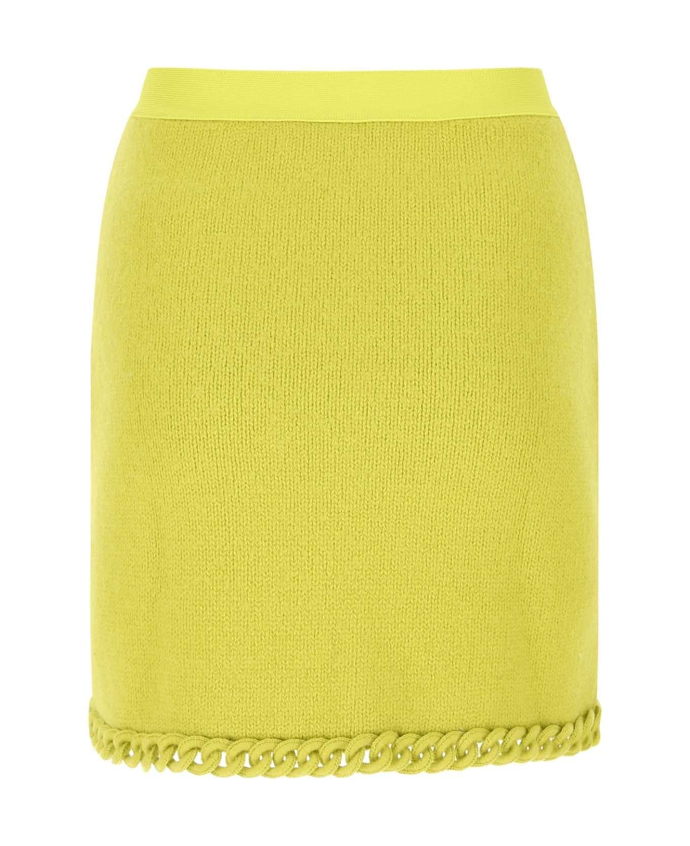 Acid Green Wool Mini Skirt - 2