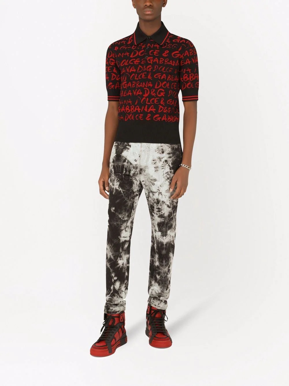 acid-wash two-tone jeans - 2