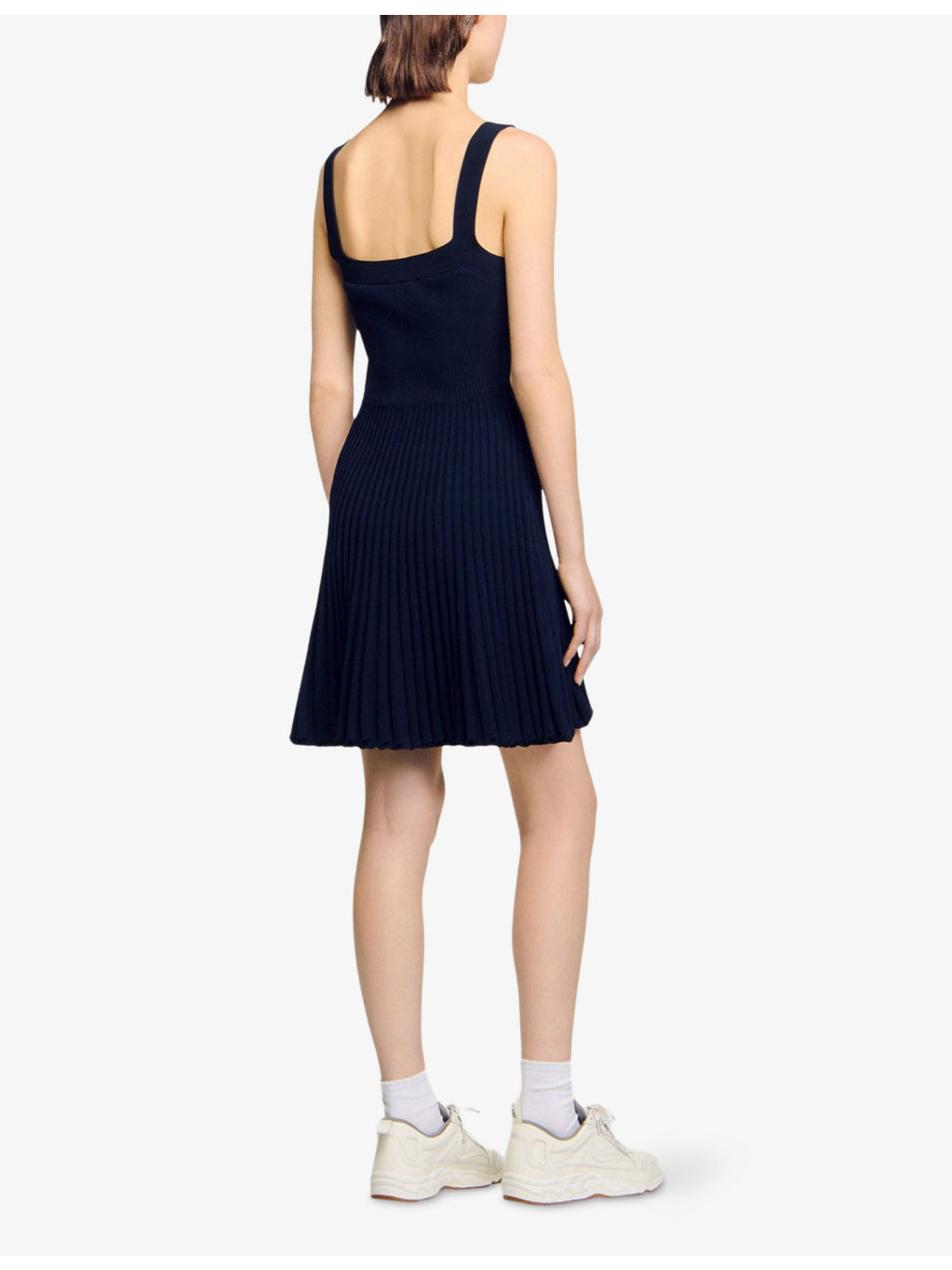 Sleeveless Pleated Knitted Mini Dress - 4