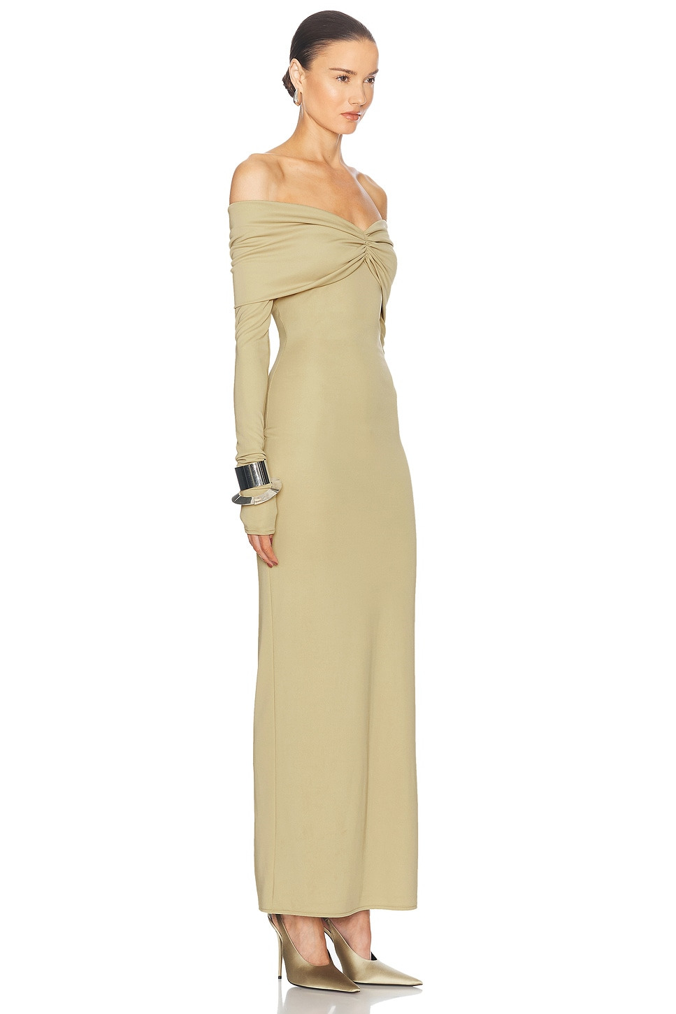 Matte Jersey Off Shoulder Maxi Dress - 2