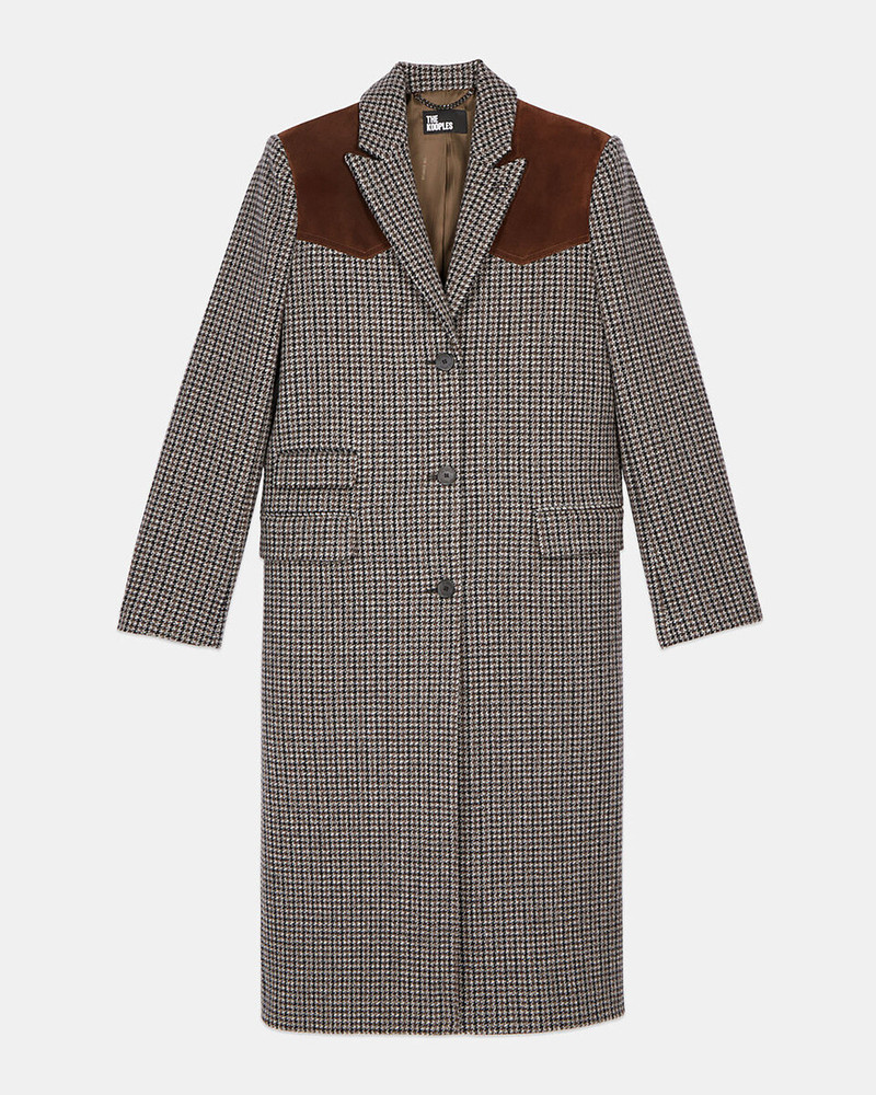 LONG BLACK AND WHITE HOUNDSTOOTH COAT 1