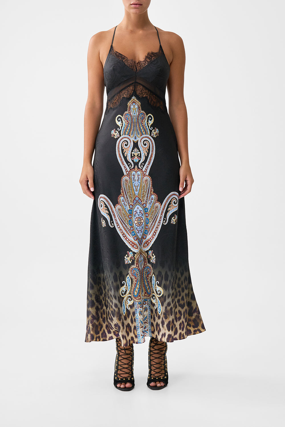 LACE SPLICE BIAS LONG DRESS - 2