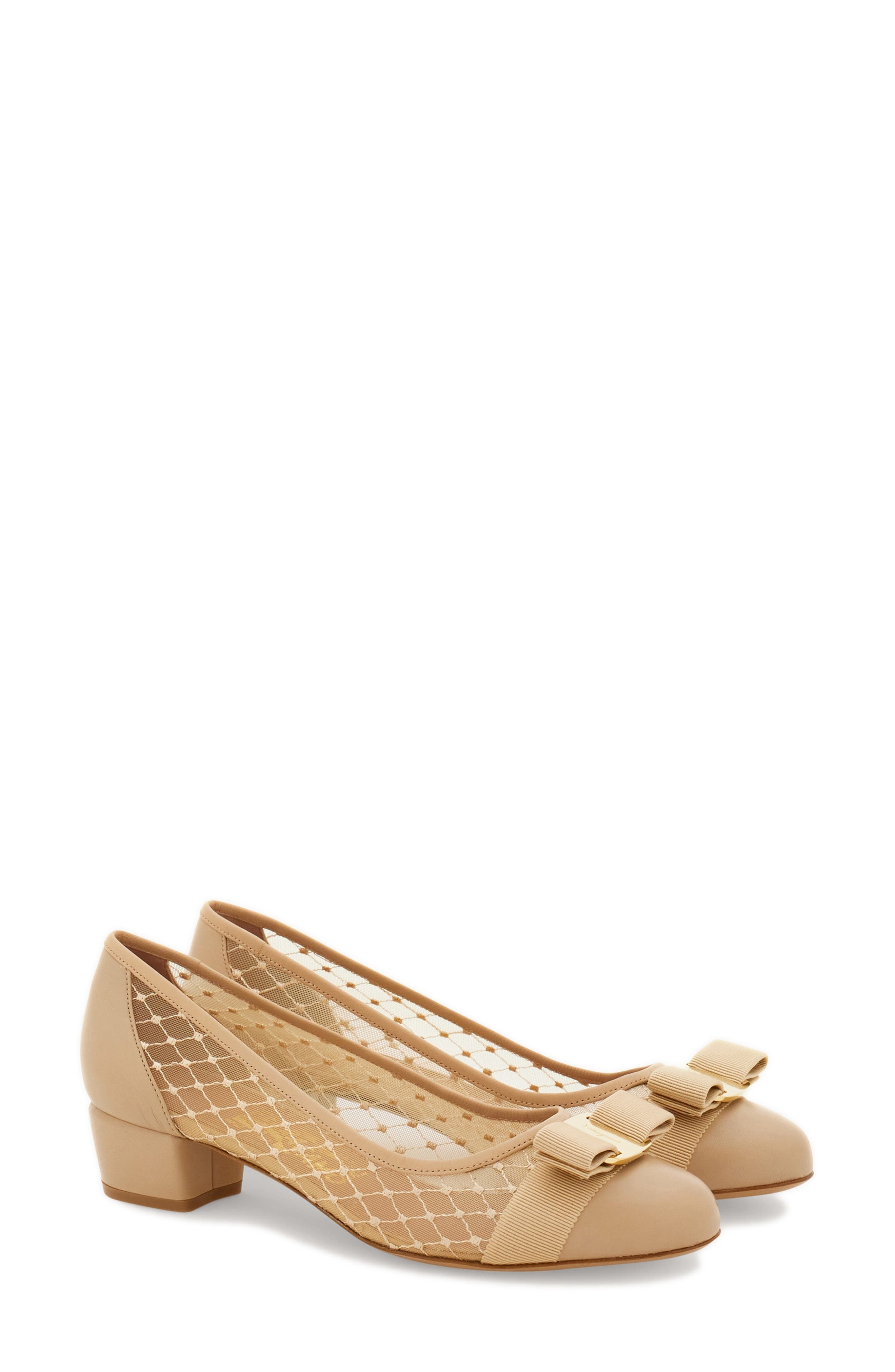 FERRAGAMO Vara Mesh Pump in Beige at Nordstrom - 1