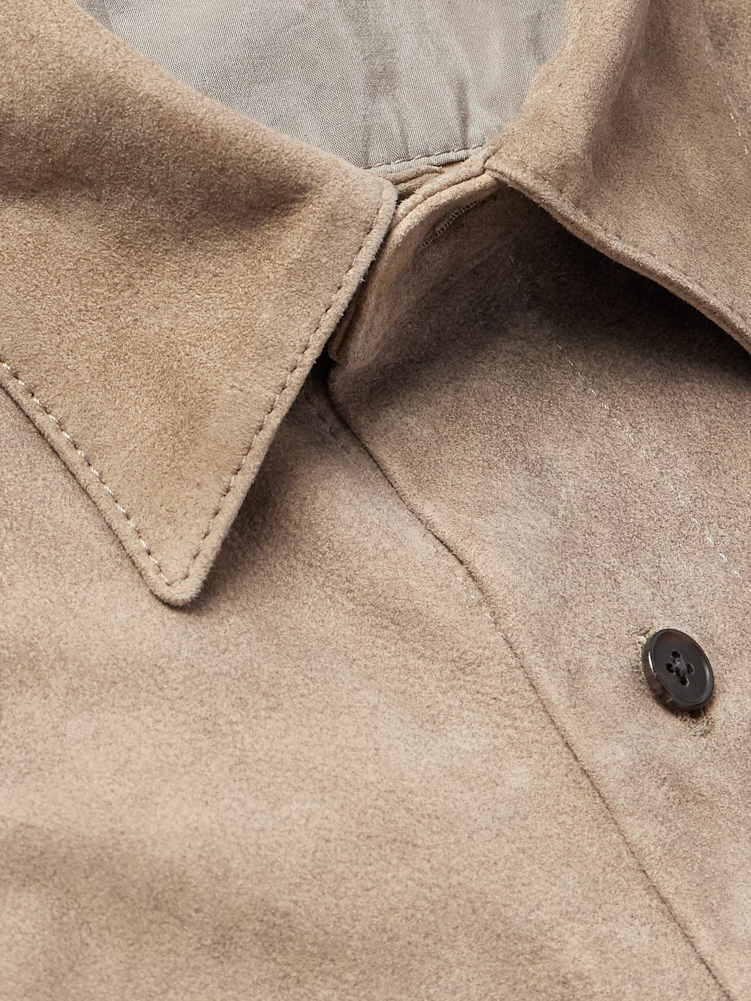 Distressed Suede Shirt Jacket Gray - 5