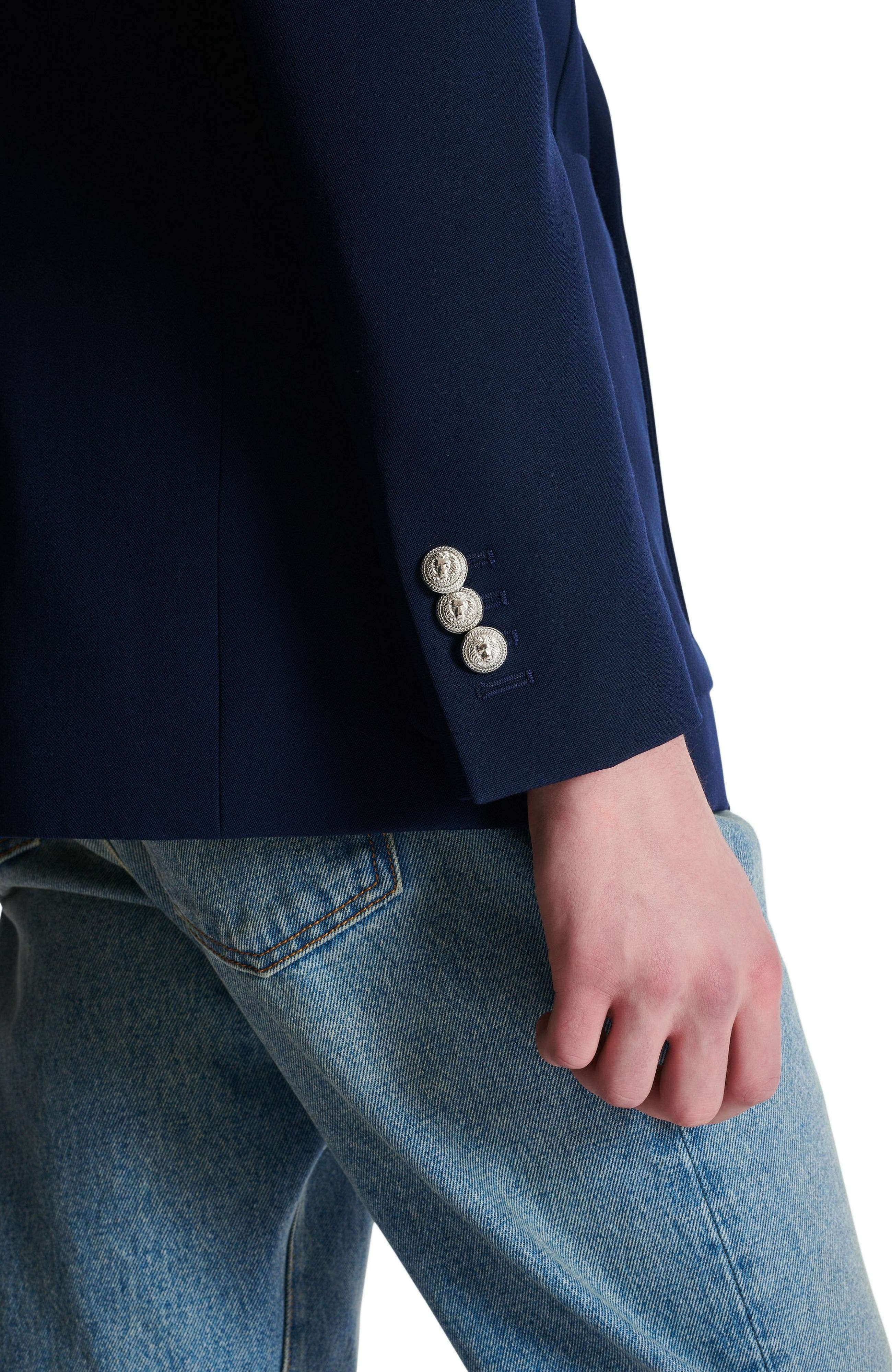Balmain Grain de poudre blazer in Navy at Nordstrom - 7