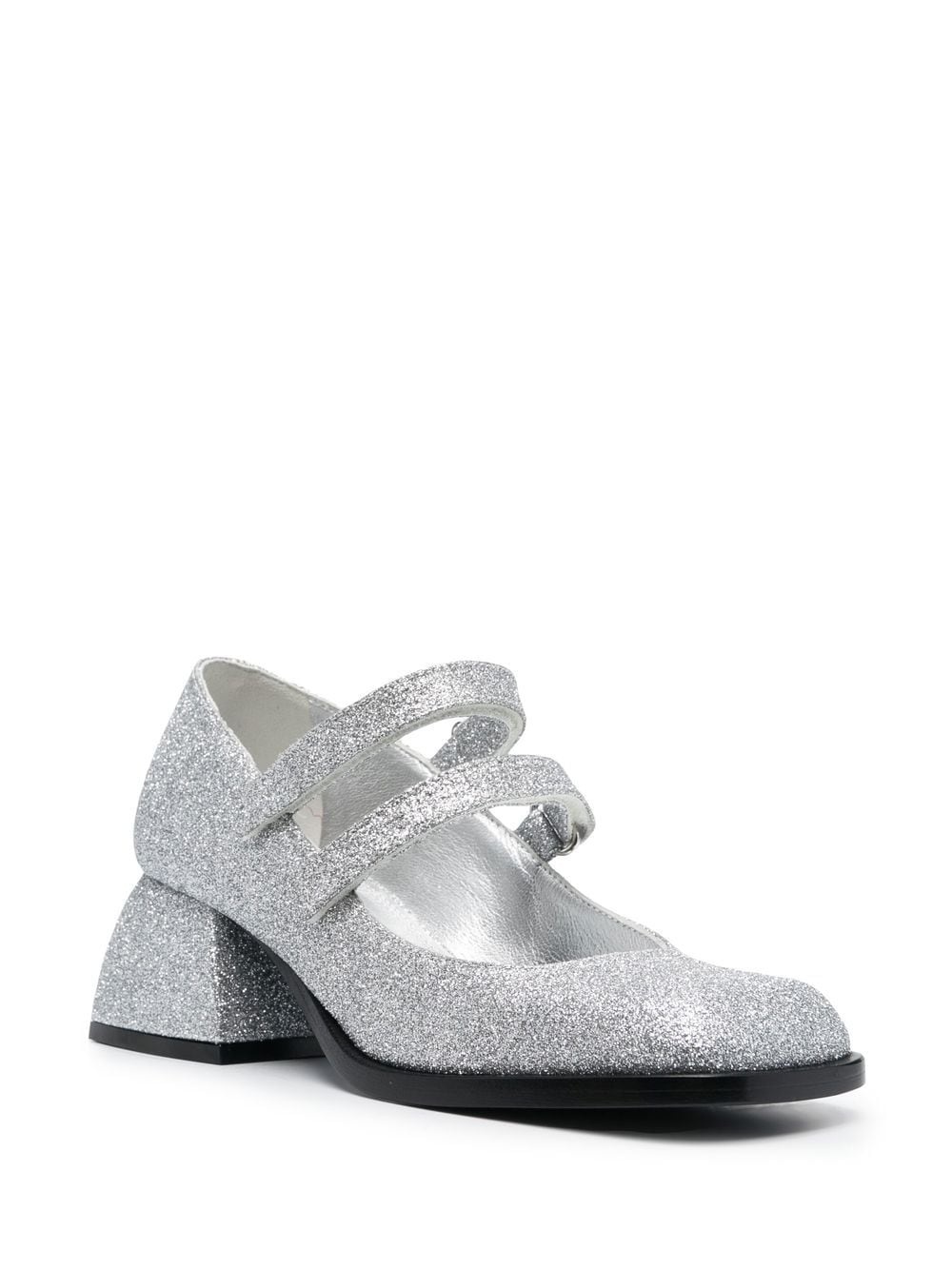 glitter-detail leather sandals - 2
