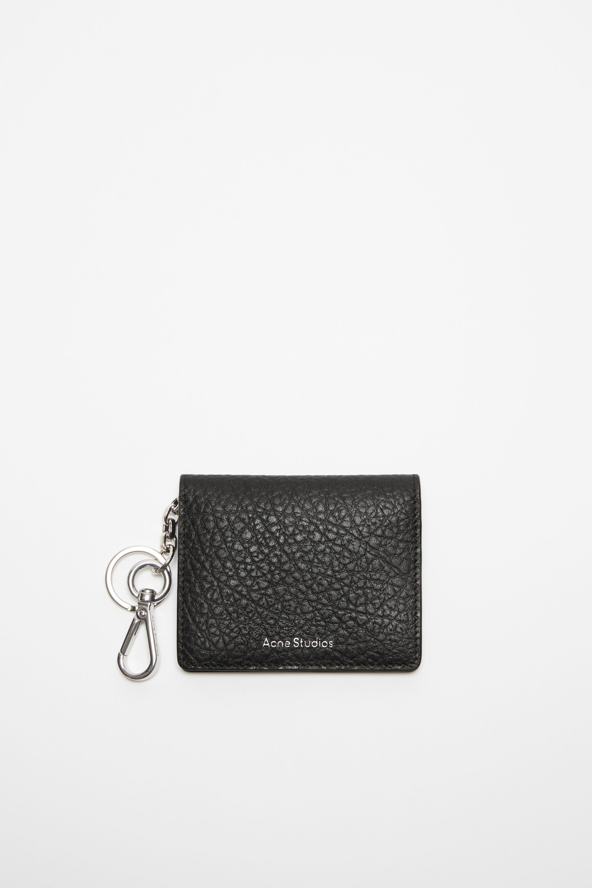 Folded leather wallet - Black - 1